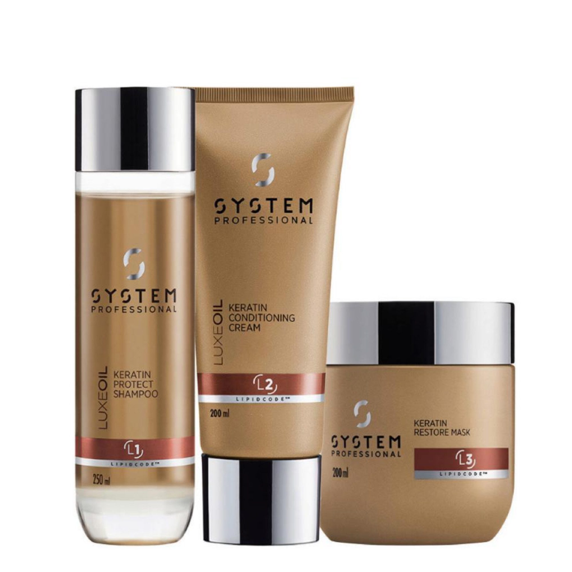 System Professional Haarpflege-Set System Professional LuxeOil Set – Shampoo 250 ml, Mask 200 ml & Emulsi, 3-tlg., reichhaltig