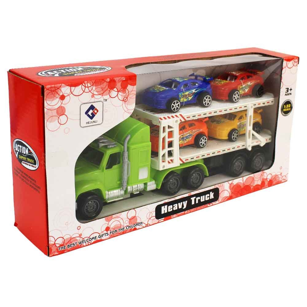 B&G INTERNATIONAL Spielzeug-LKW Spielzeug-LKW Transporter mit 4 Autos - ca. 31 cm, (1-tlg)