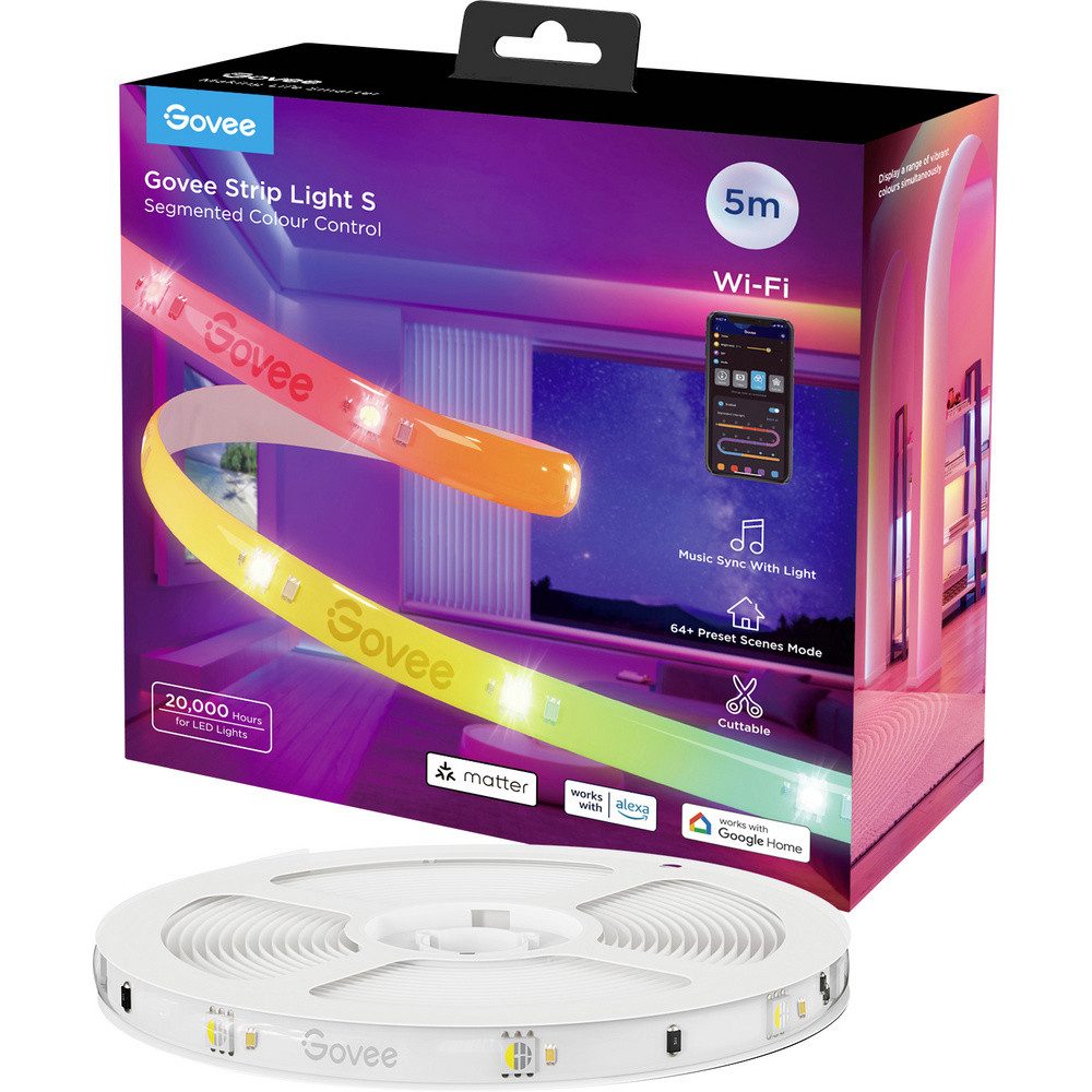 Govee LED Stripe Govee LED Strip Lights Matter ready 5 Meter H612ACD1 LED-Streifen-Basi, 120-flammig