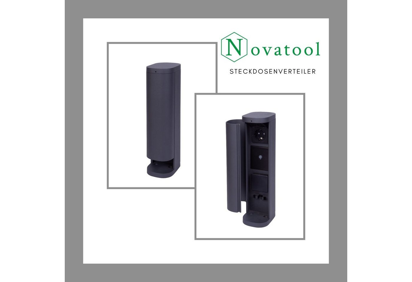 Thumbnail - Novatool Gartensteckdose -, Spar-Set, 1-St., Steckdosenleiste, Montageplatte, Dübel und Schrauben