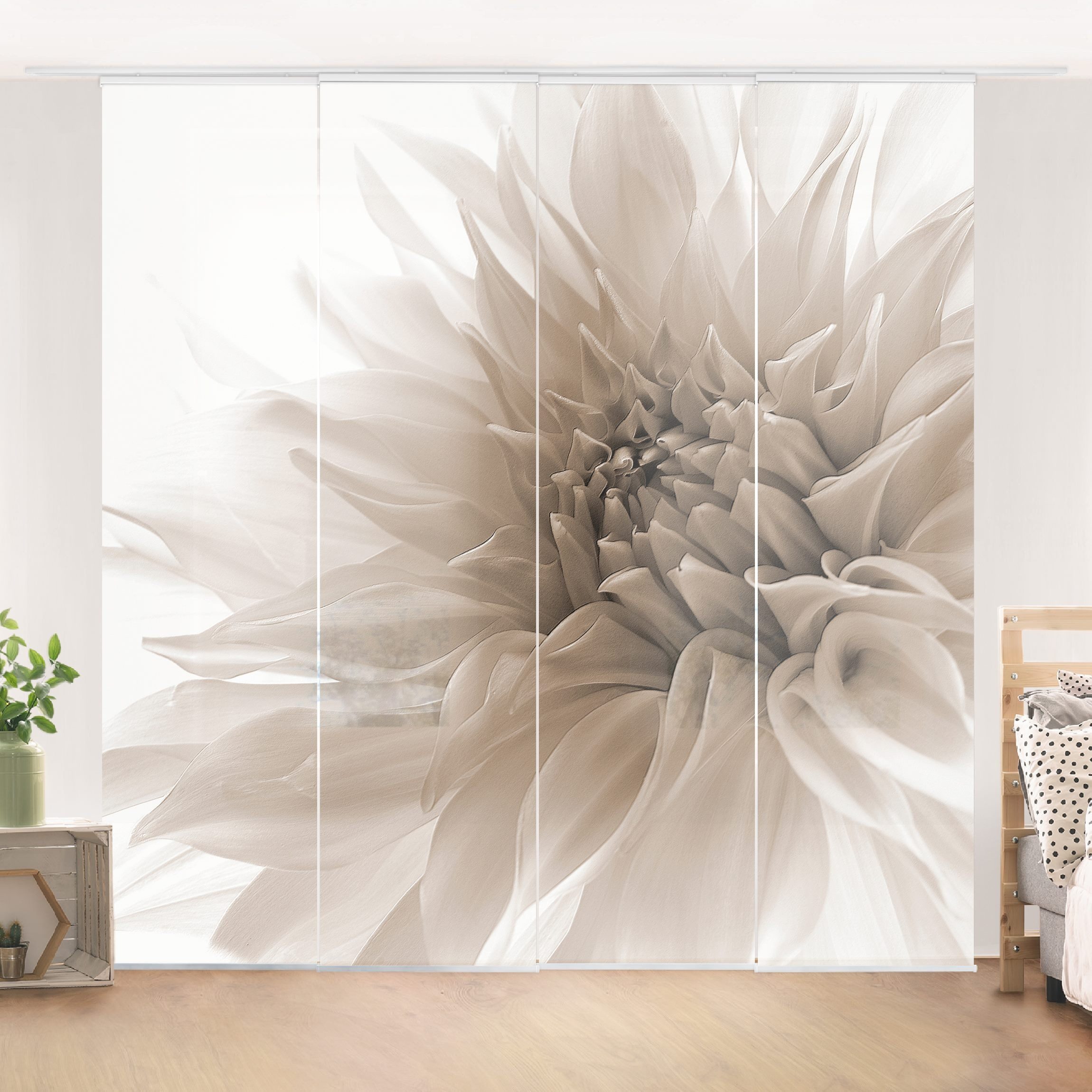 Bilderdepot24 Schiebegardine modern Flächenvorhang blickdicht Dahlie günstig online kaufen