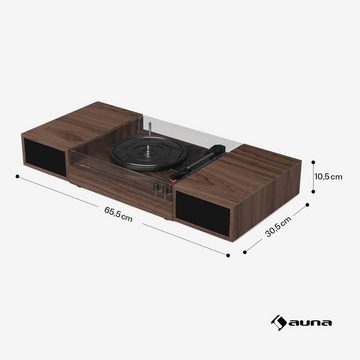 Auna TT-Play 2x10W BT RCA-Out 3 speed dark wood Plattenspieler (Riemenantrieb, Bluetooth, Bluetooth RCA 3 Speed Schallplattenspieler Audio Home)