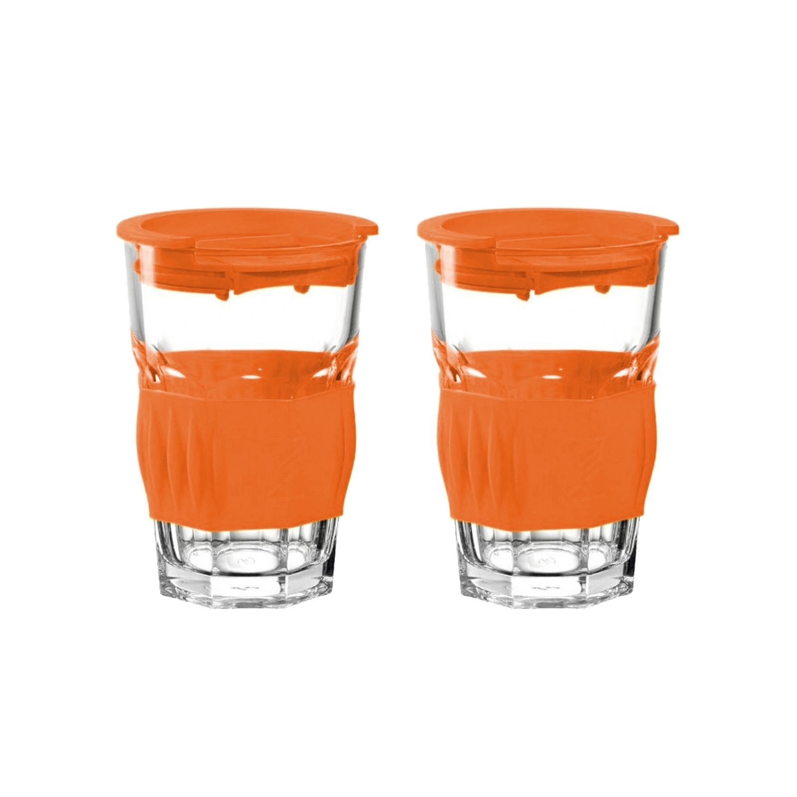 montana-Glas Becher Becher to 2er-Set Orange, Glas, go Kunststoff