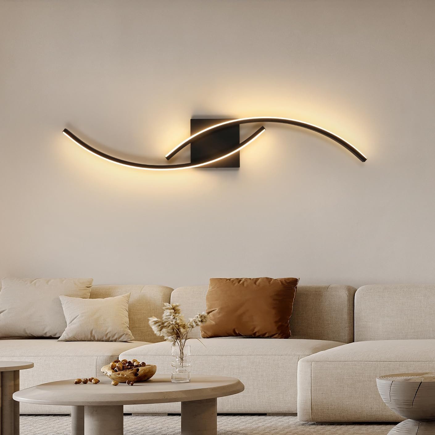 Riserva Wandleuchte Moderne Wandleuchte Treppe 80cm Schwarz 25W LED 3000K Warmweiß, LED wechselbar