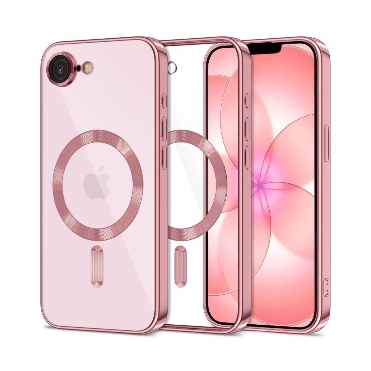 Hurtel Handyhülle MagFlex Mag kompatibel mit Apple iPhone 17e Roségold mit Magnetring, Transparente Hülle mit Magnetring und Kameraschutz