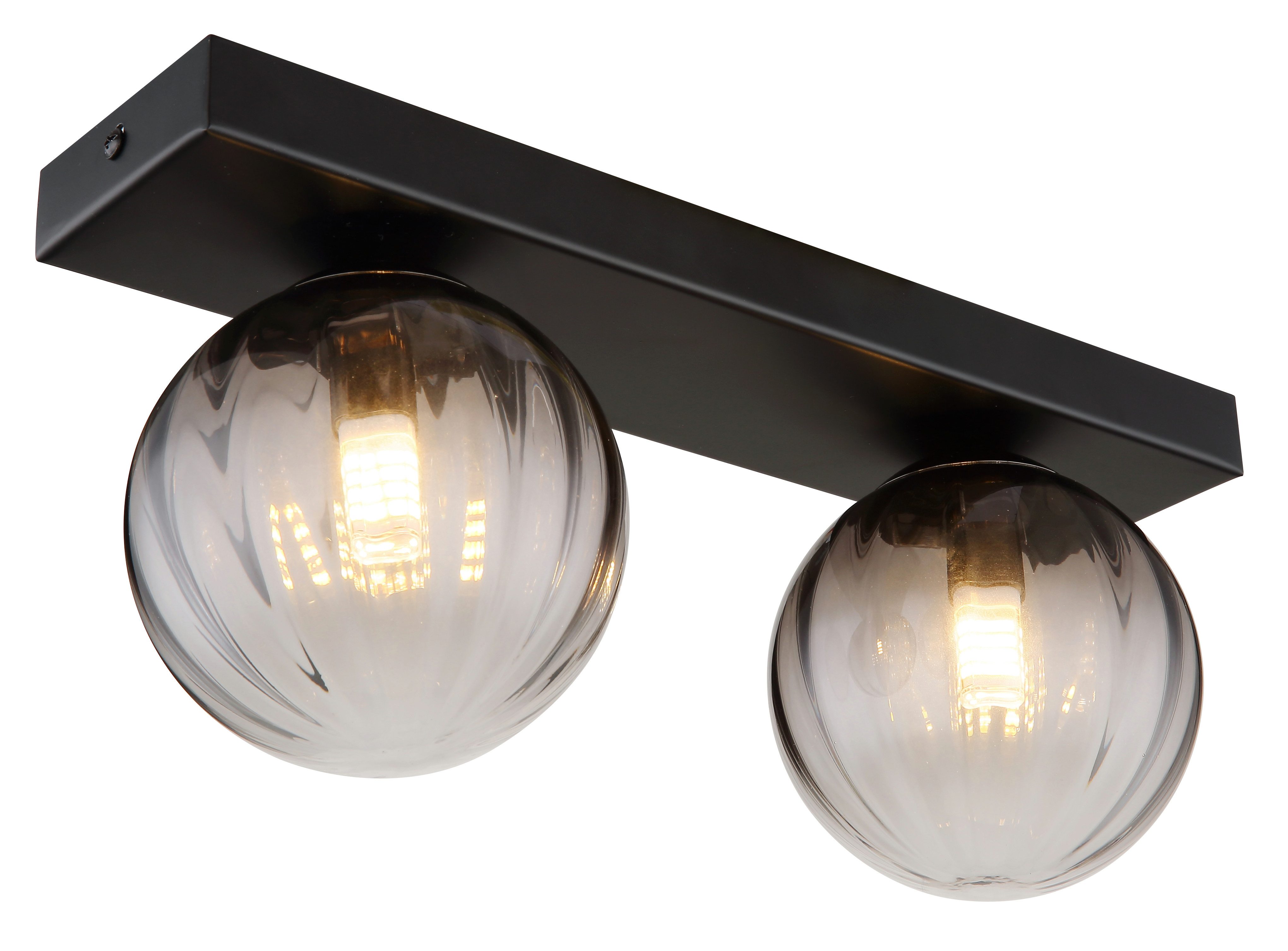 GLOBO LIGHTING Wandleuchte DALLERTA, ohne Leuchtmittel, Wandlampe/Metall/Glas rauchfarben/Wohnzimmer/Flur/rund/klar verlaufend