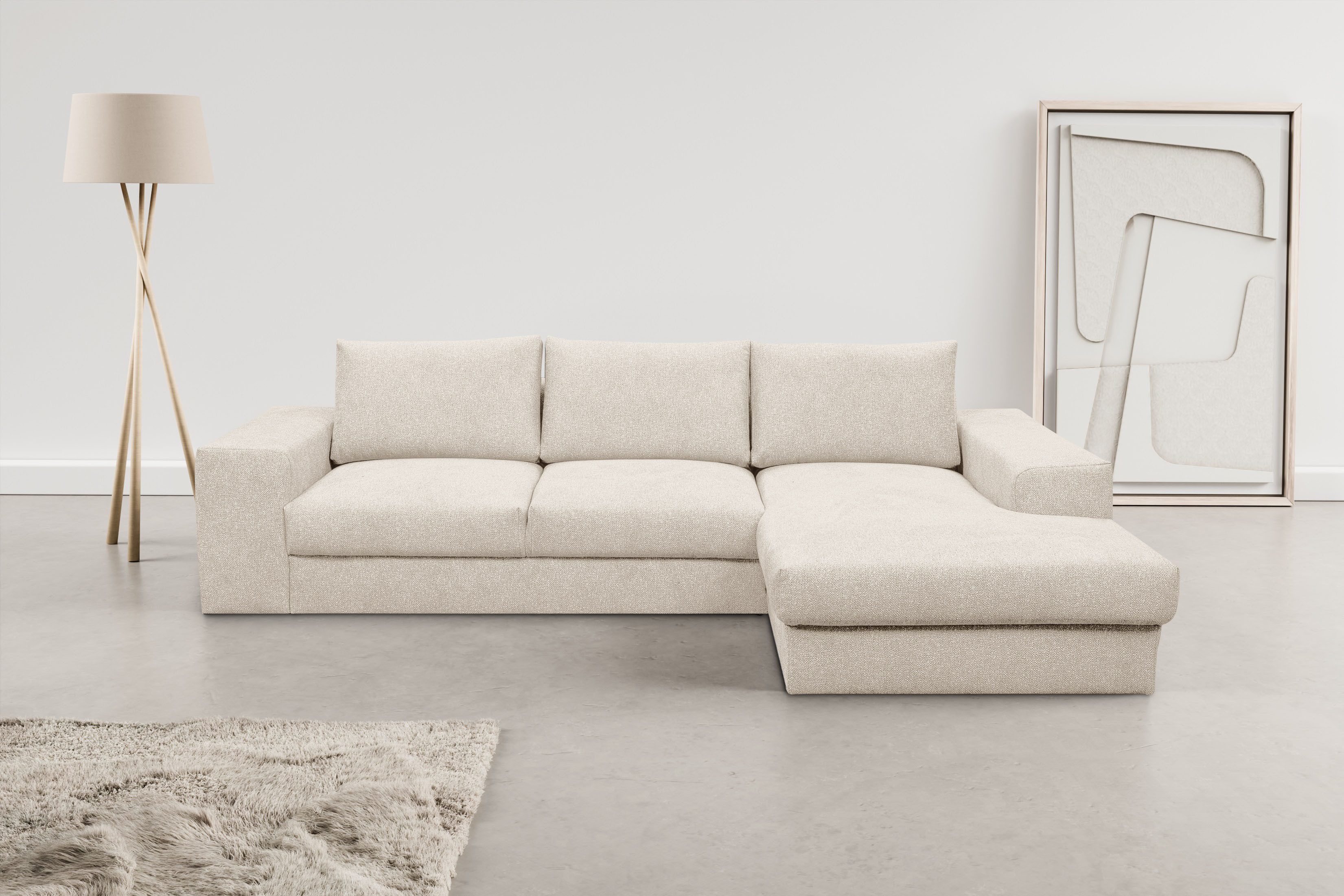 WERK2 Ecksofa Rozzana 280 x 190 cm zeitlos & bequem, viel Platz, Design & Komfort, Plüsch, L-Form, XXL