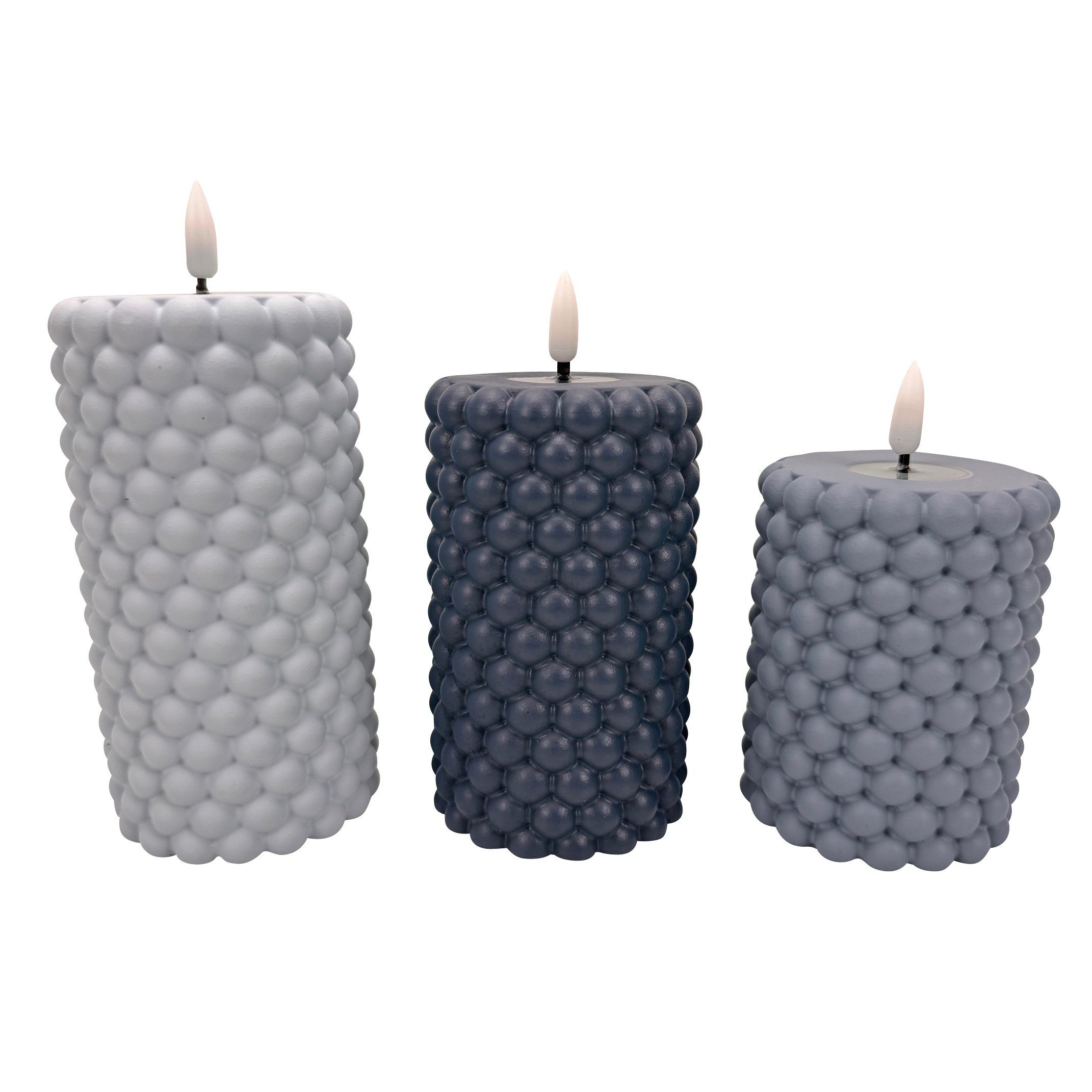 Online-Fuchs LED-Kerze - 3er Set LED-Kerzen aus Beton in Bubble Optik mit 6 günstig online kaufen