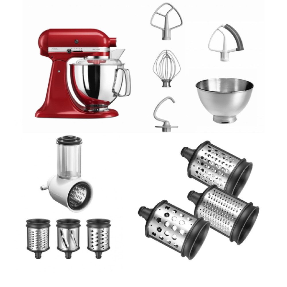 KitchenAid Küchenmaschine KitchenAid 5KSM175PS mit Gemüseschneider und 3 Zusatztrommeln