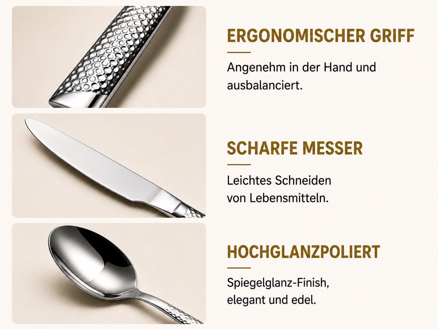 Forrlite Besteck-Set Besteck Set 24-teilig Edelstahl Besteckset,modernes Silber Essbesteck, 6 Personen, mit Messer, Gabel, Löffel & Teelöffel, spülmaschinenfest – Bild 4 von 5