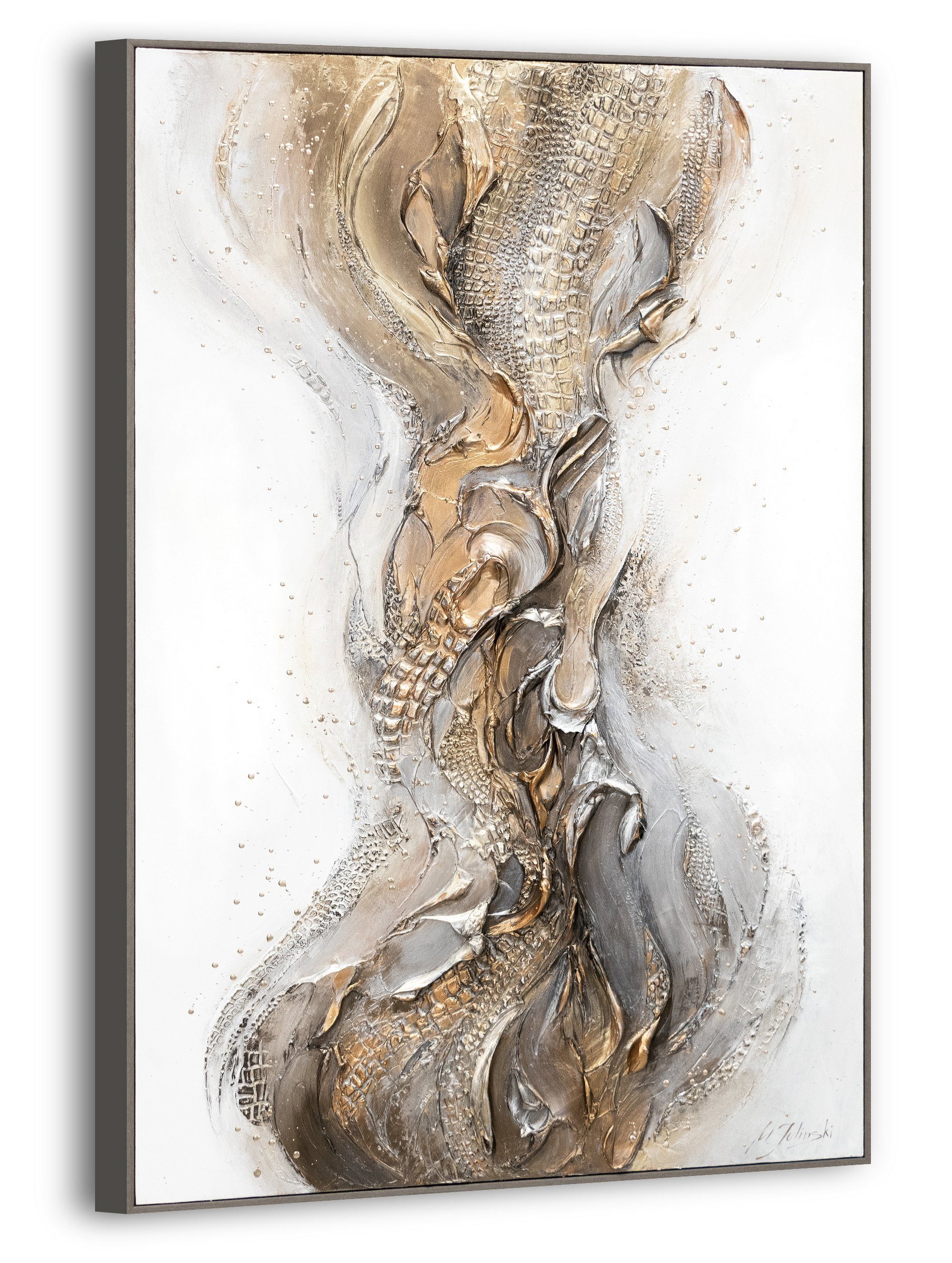 YS-Art Gemälde Anmut, Abstrakte Изображения, Abstraktes Strukturiertes Leinwand Bild Handgemalt mit Rahmen