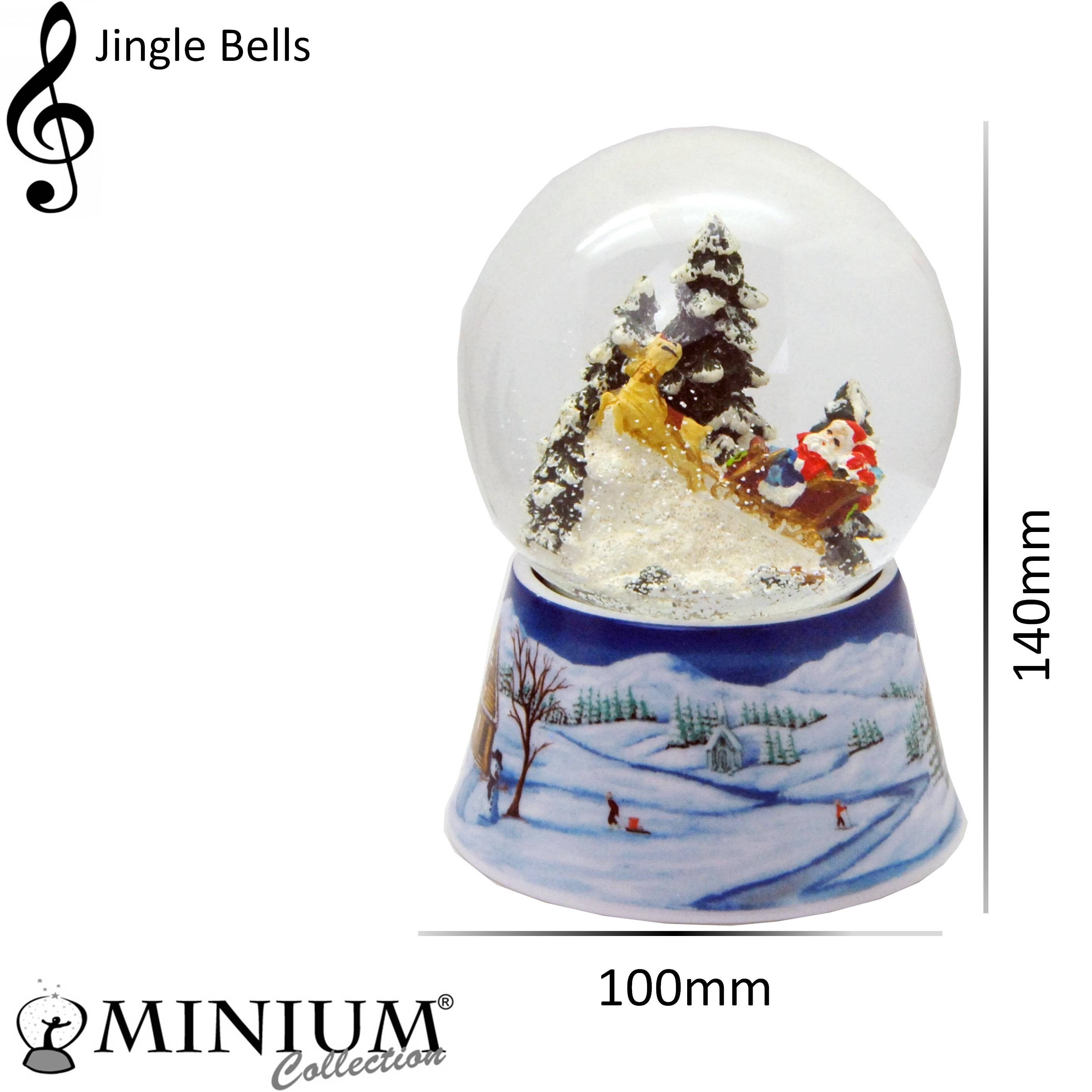 Weihnachten MINIUM-Collection 100mm Spieluhr Durchmesser im Schneekugel Weihnachtsmann Schlitten