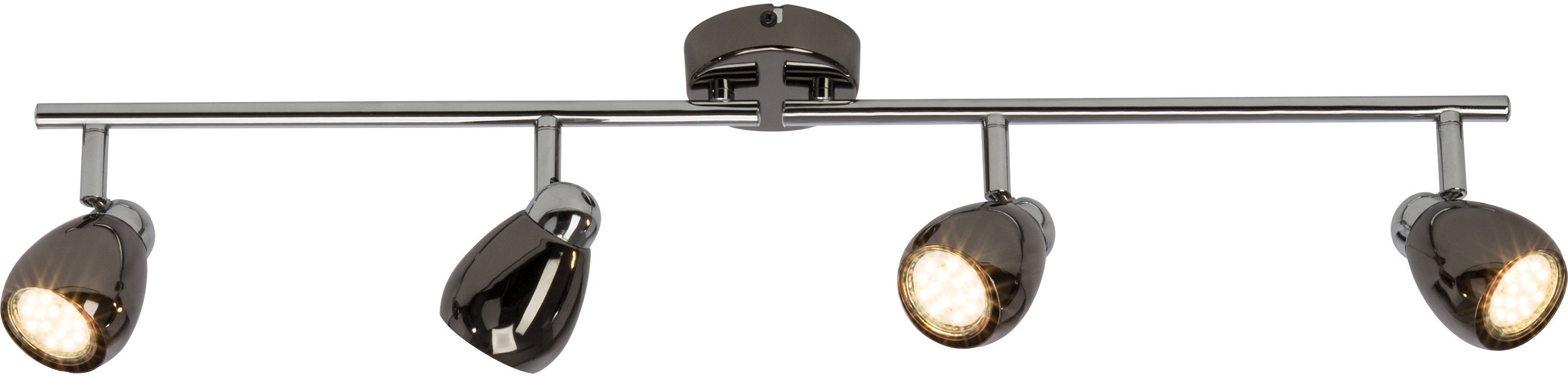 Brilliant LED Deckenstrahler Milano, LED wechselbar, 71 cm Breite, 4 x GU10 Leuchtmittel inklusive, Metall, schwarz chrom