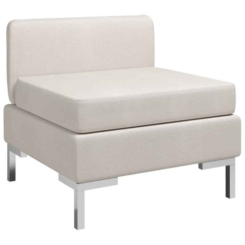 vidaXL Sofa Mittelsofa Modular mit Auflage Stoff Cremeweiß