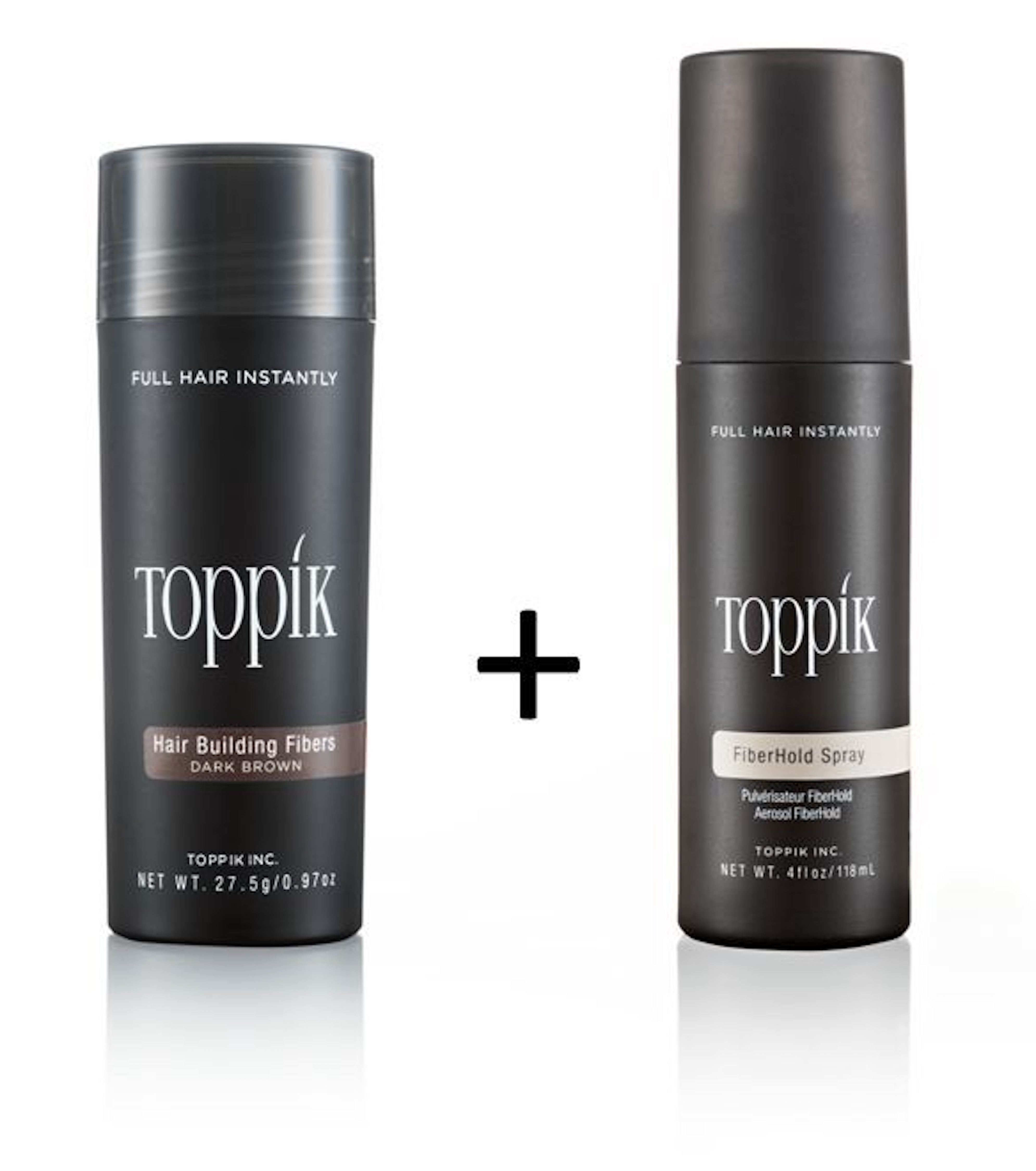 TOPPIK Haarstyling-Set TOPPIK SET 27,5 g. Haarfasern + TOPPIK Fixier Spray 118ml., Haar Puder, Hair Fibers, Für mehr Fülle und Volumen
