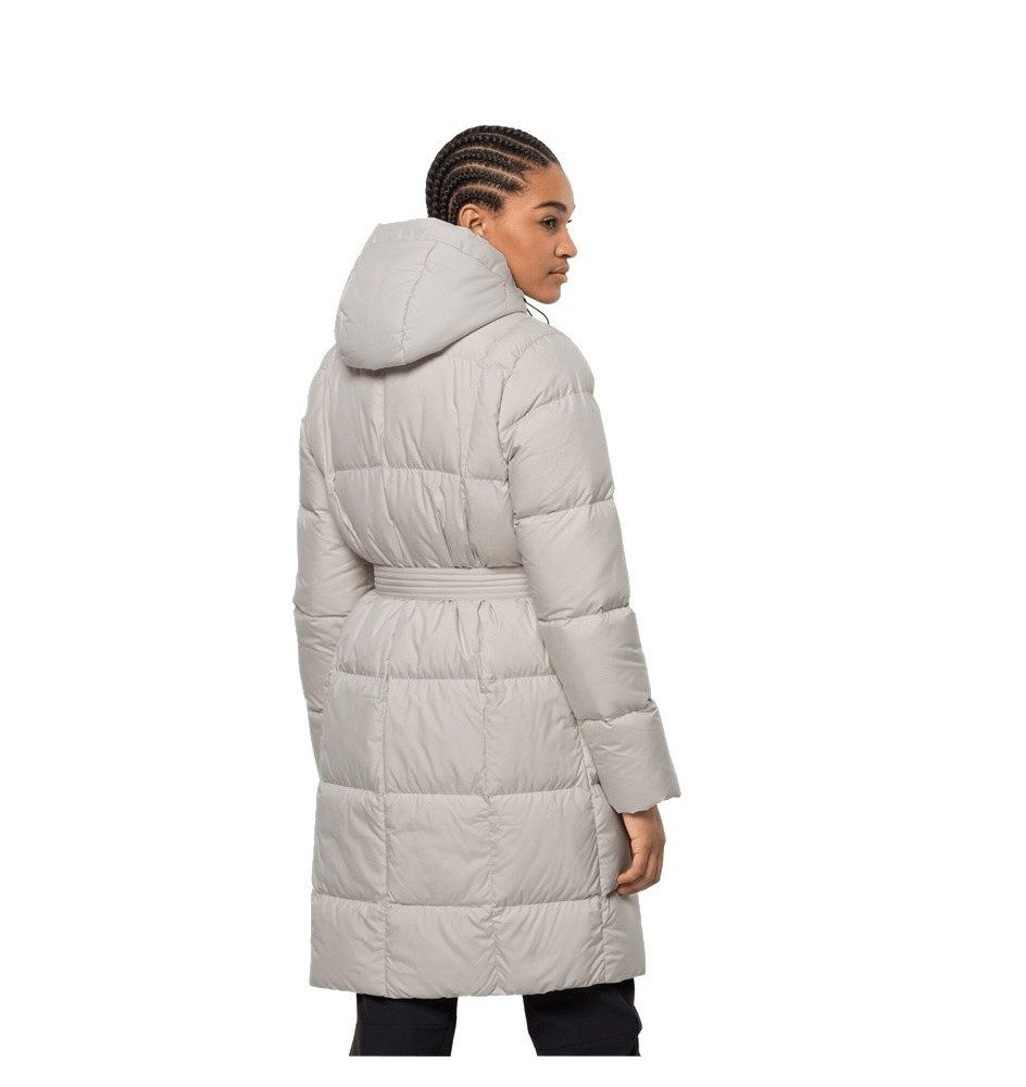 Jack Wolfskin Daunenmantel Frozen Lake Coat (winddicht, wasserabweisend) perlenweiss Damen