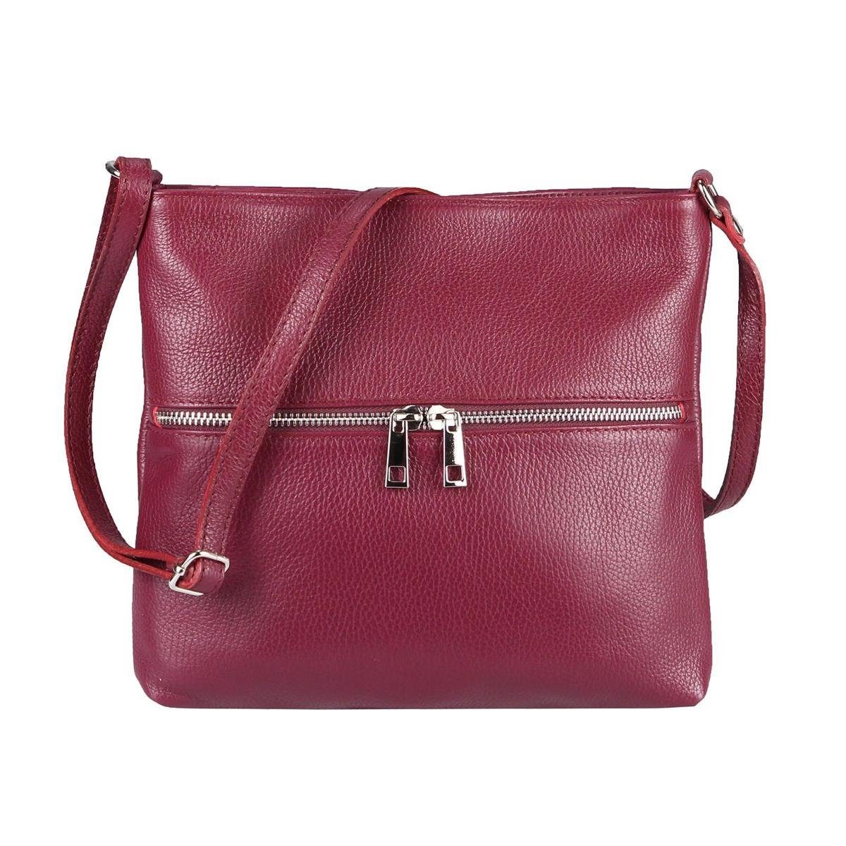 ITALYSHOP24 Schultertasche Made in Italy Damen Leder Tasche CrossOver, als Handtasche, Umhängetasche, Shopper tragbar