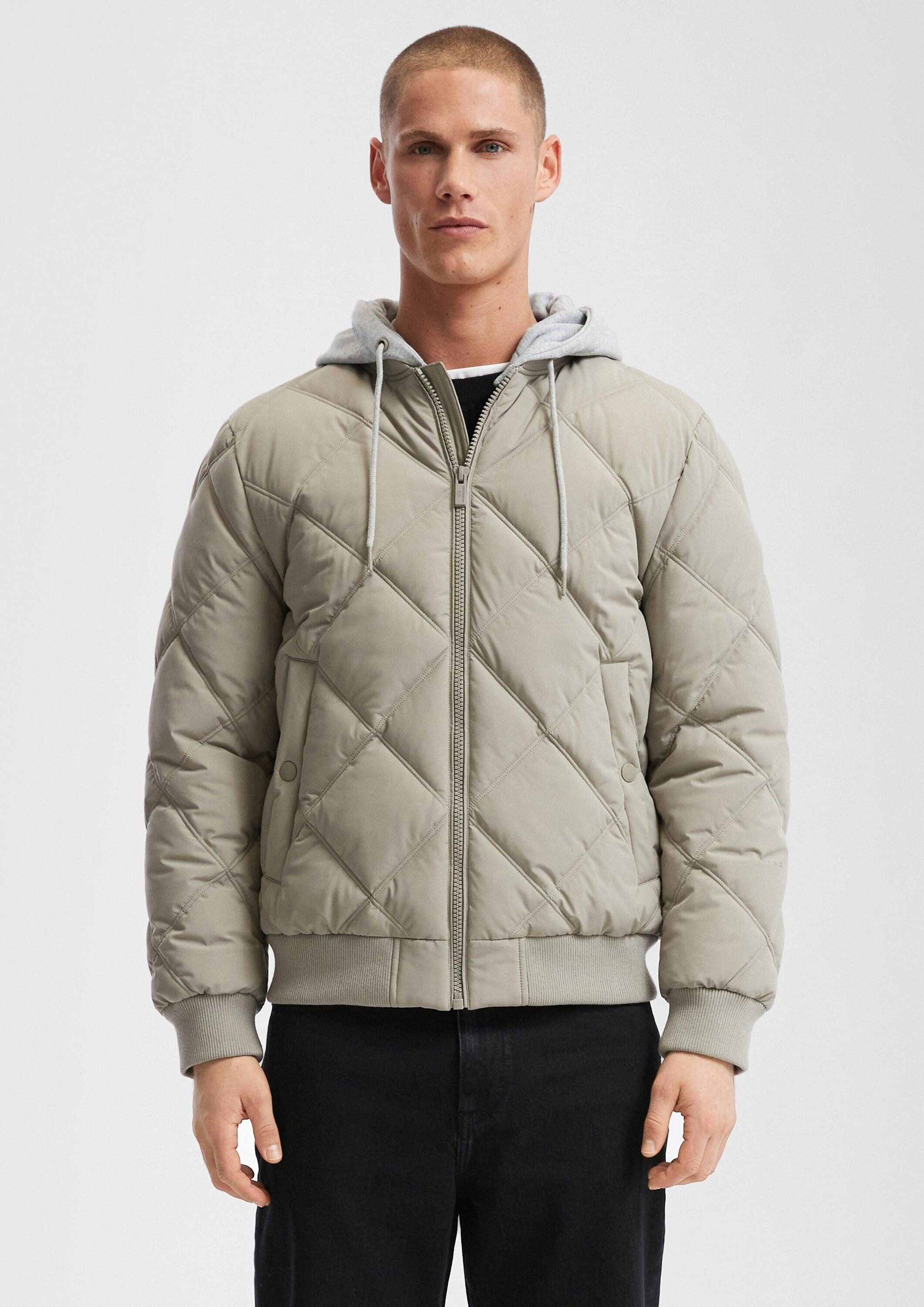 QS Winterjacke Outdoor-Jacke Wattierte Bomberjacke mit abnehmbarer Jerseykapuze