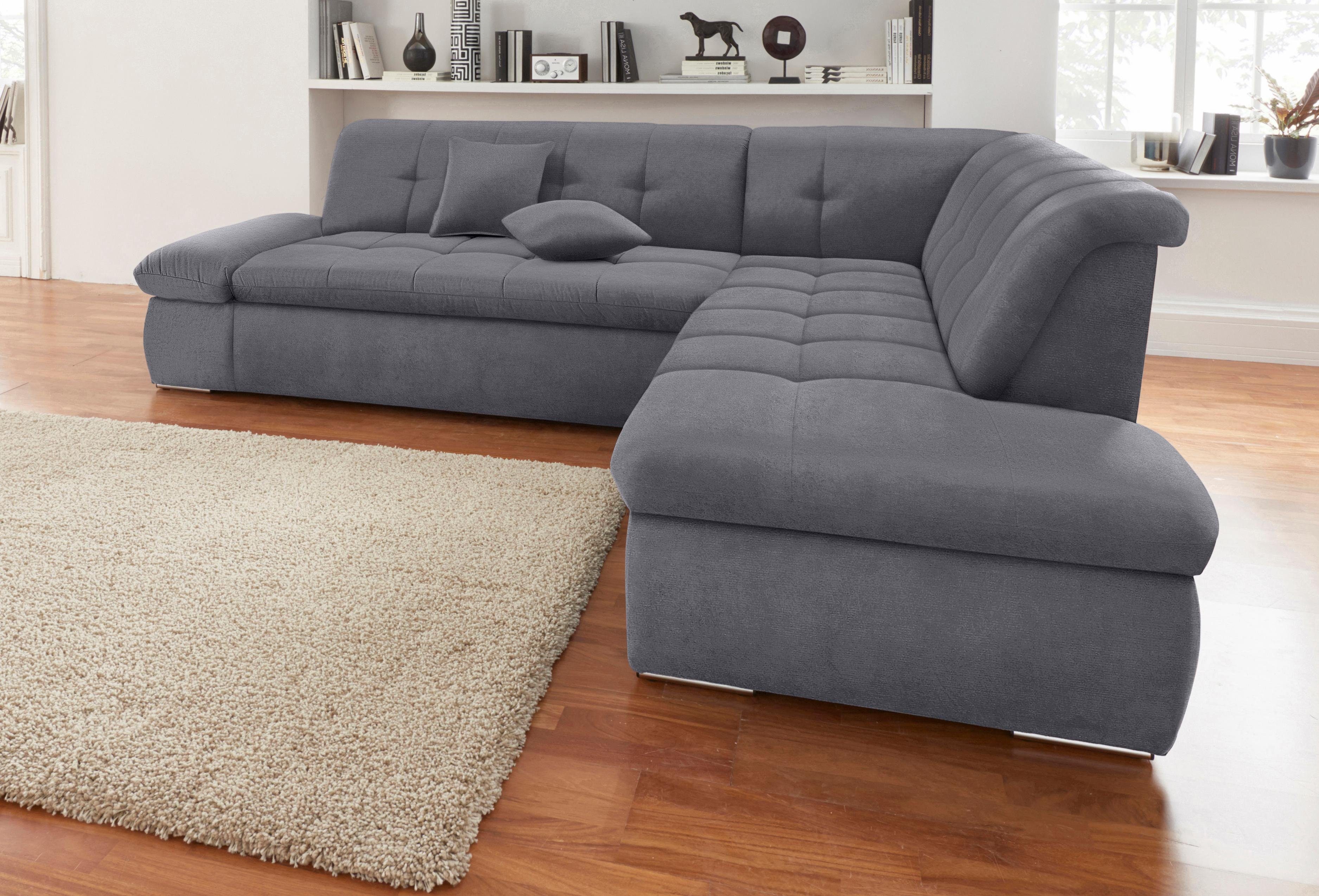 DOMO collection Ecksofa NMORIC inkl. Zierkissen 273x216x80 cm L-Form, Ottomanen-Abschluss, wahlweise mit Bettfunktion und Armlehnverstellung