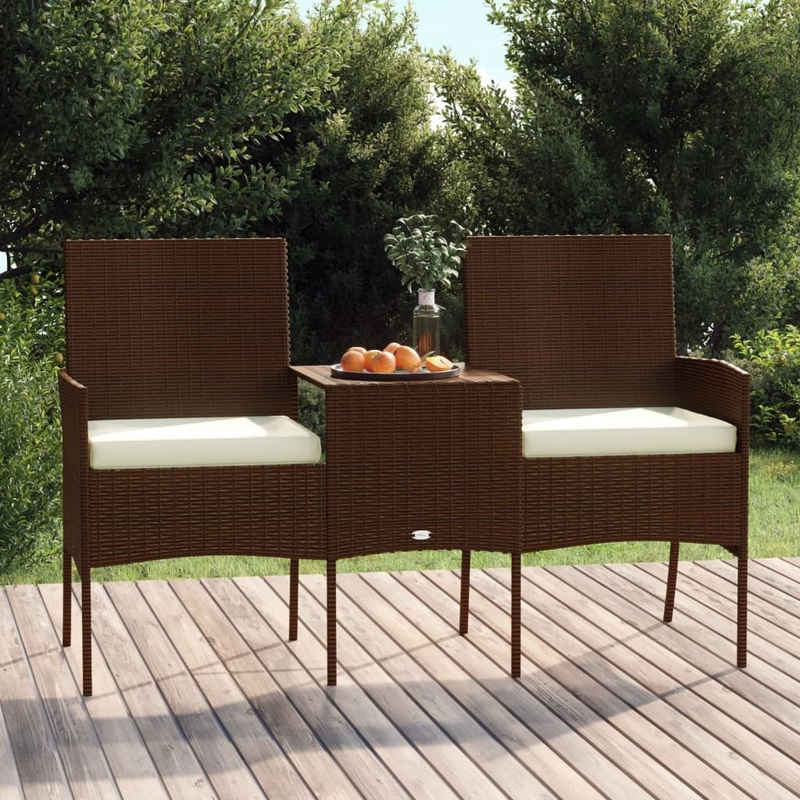 möbelando Gartenstuhl 3010981 (LxBxH: 61x151x85 cm), mit Kaffeetisch und Sitzauflagen aus Rattan in braun