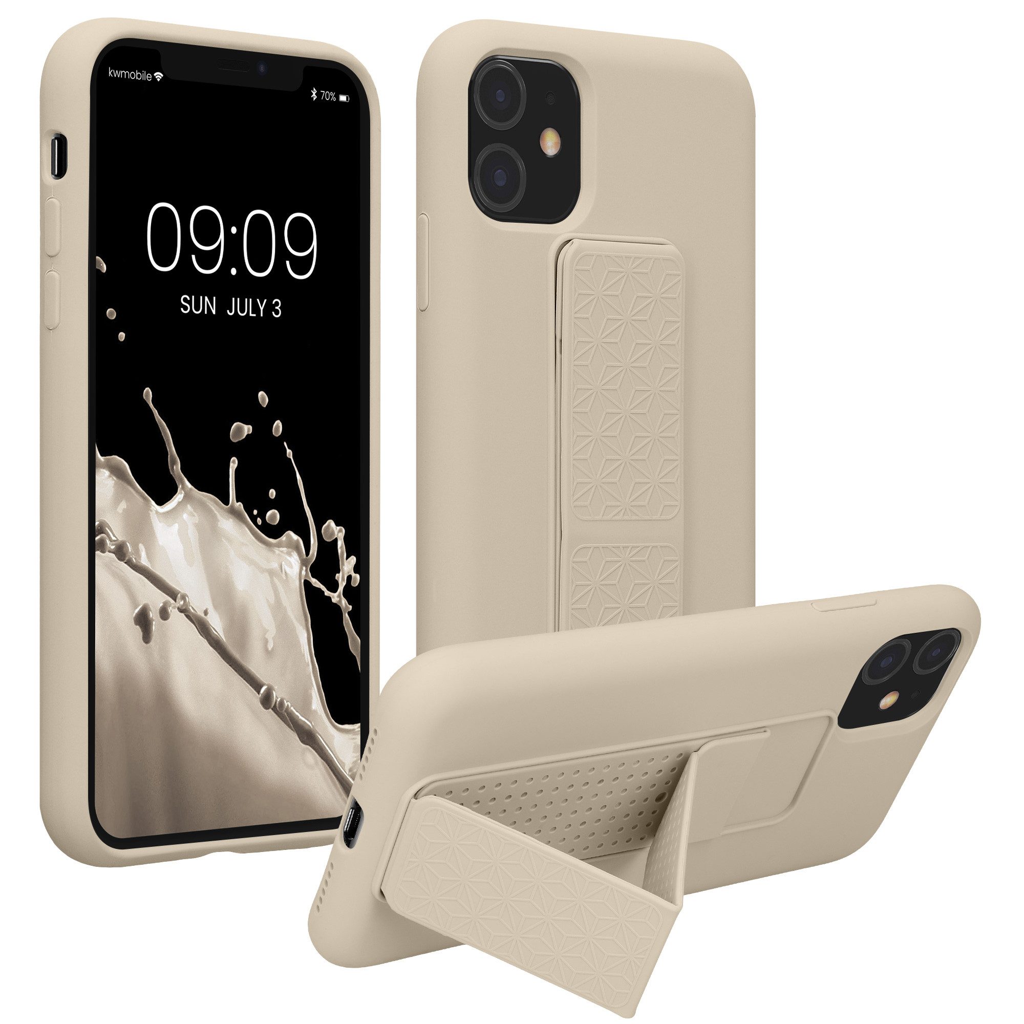 kwmobile Handyhülle kwmobile Handyhülle für Apple iPhone 11, Hülle mit Fingerhalter und Standfunktion - Silikon Case Handy Cover