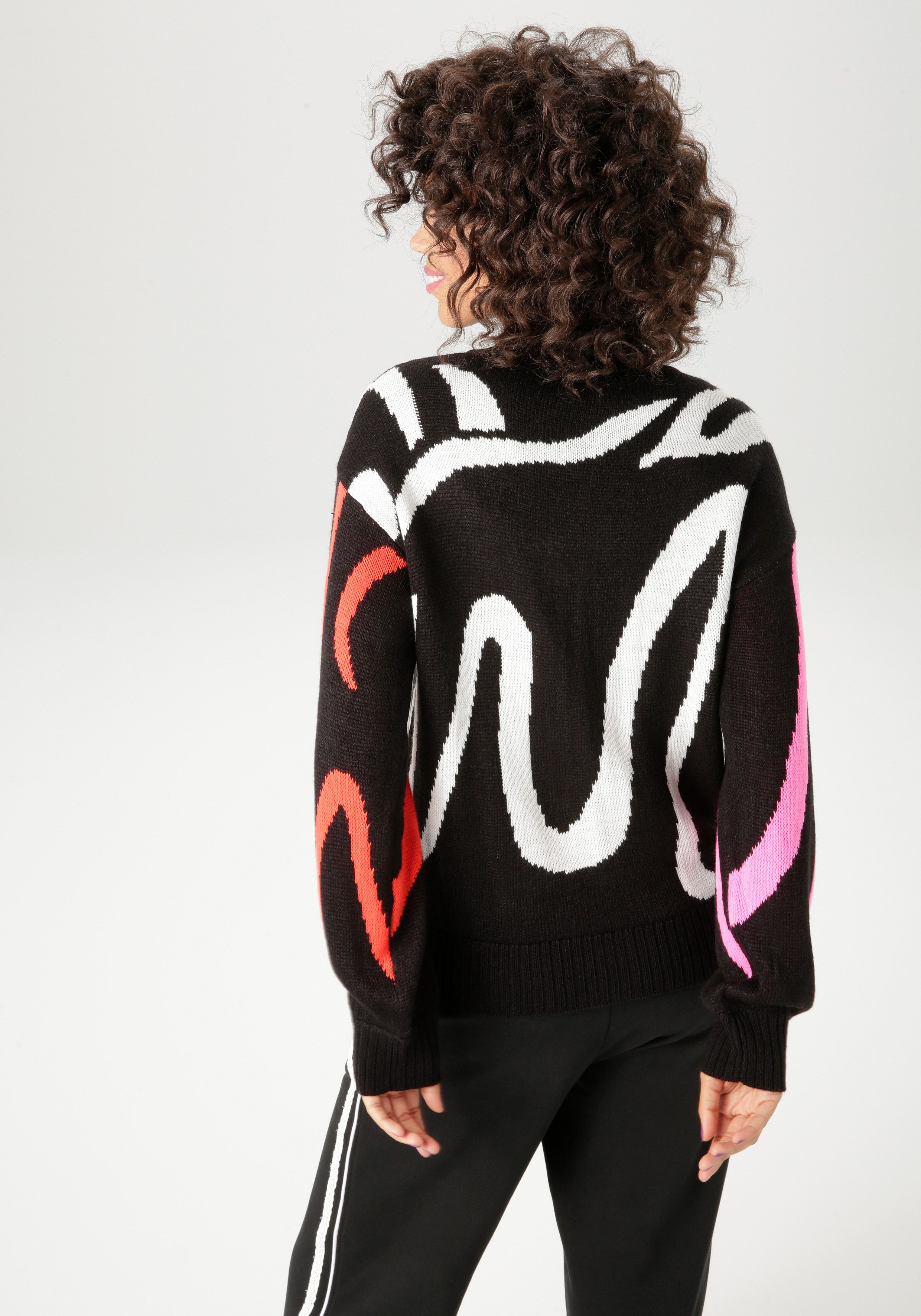 Aniston CASUAL Strickpullover mit grafischem Muster im Color-Blocking günstig online kaufen