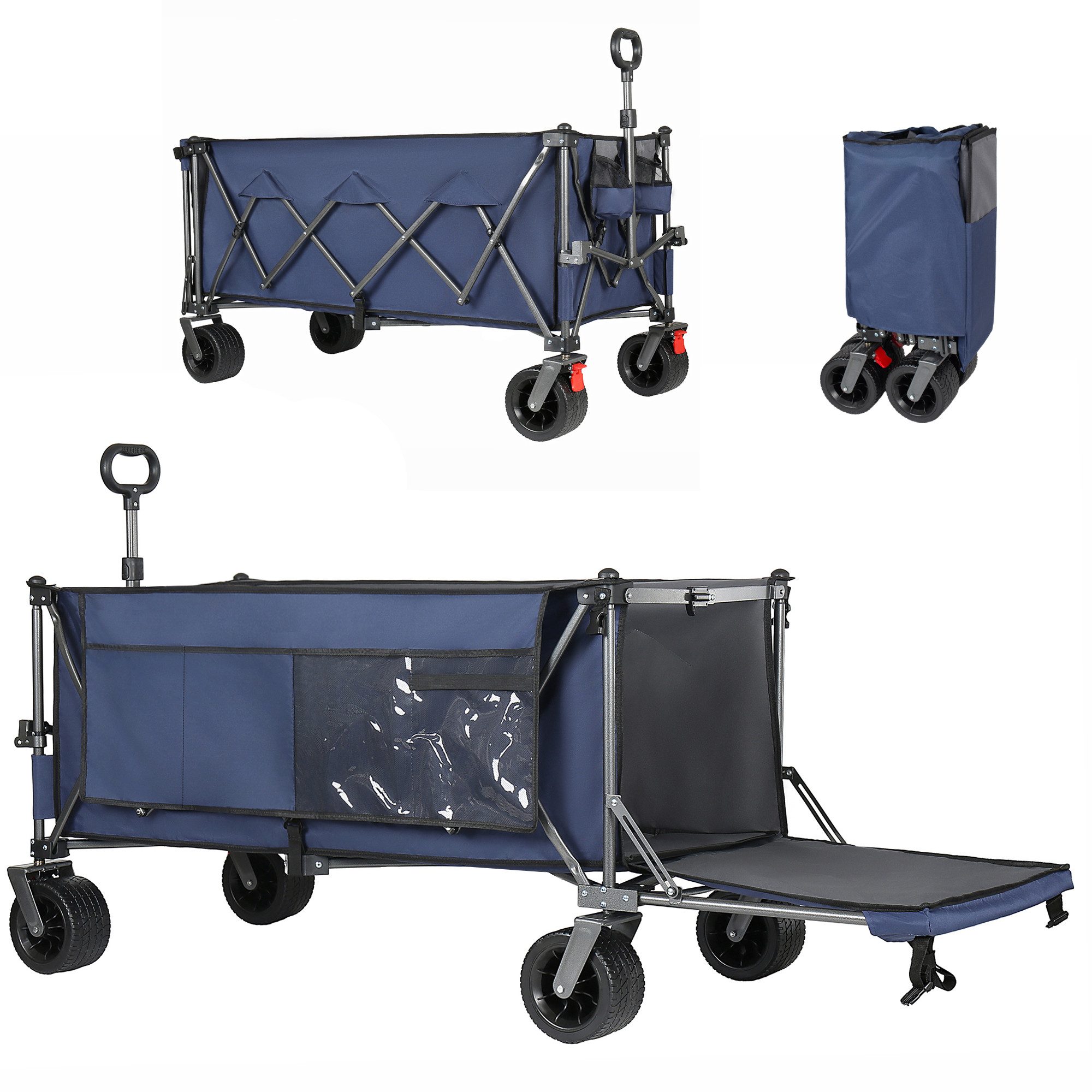 Fine Life Pro Bollerwagen 300L+120L Faltbarer Bollerwagen & Heckklappe,180cm Bollerwagen Faltbar