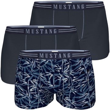 MUSTANG Boxershorts Herren Retro Vintage (Spar-Set, 3-St) 2 x navy, 1 x Bambusprint