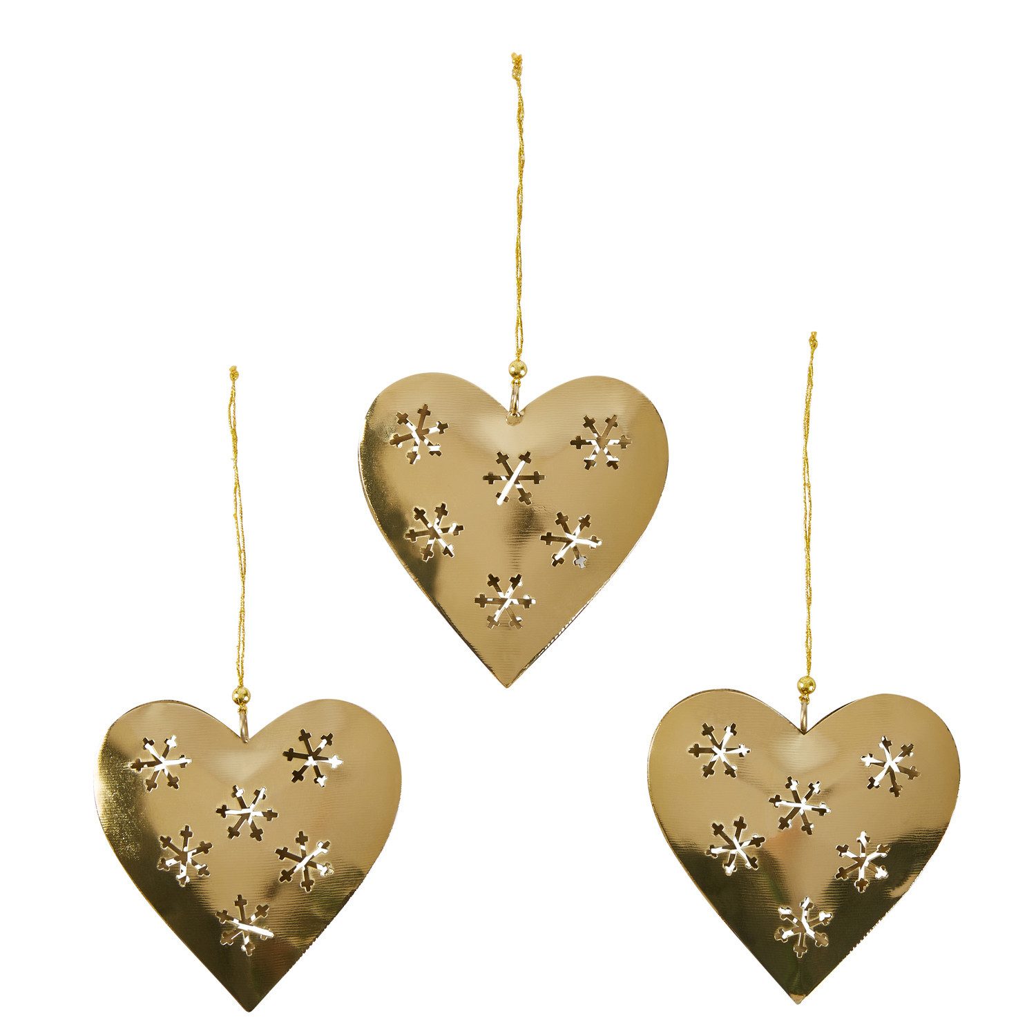 Marrakesch Orient & Mediterran Interior Christbaumschmuck 3er Set Weihnachtsanhänger Weihnachtsdeko Herz Gold (3-tlg), Handarbeit. Reduzierter Preis € 4,90. Unverbindliche Preisempfehlung € 14,00