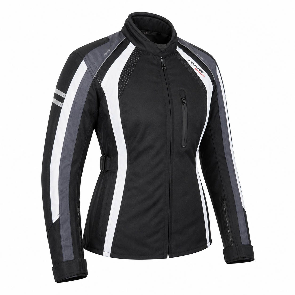 roleff Motorradjacke DAMEN RO980 schwarz-weiß-grau, atmungsaktiv, wasserdicht, Protektoren auch in großen Größen und anderen Farben erhältlich