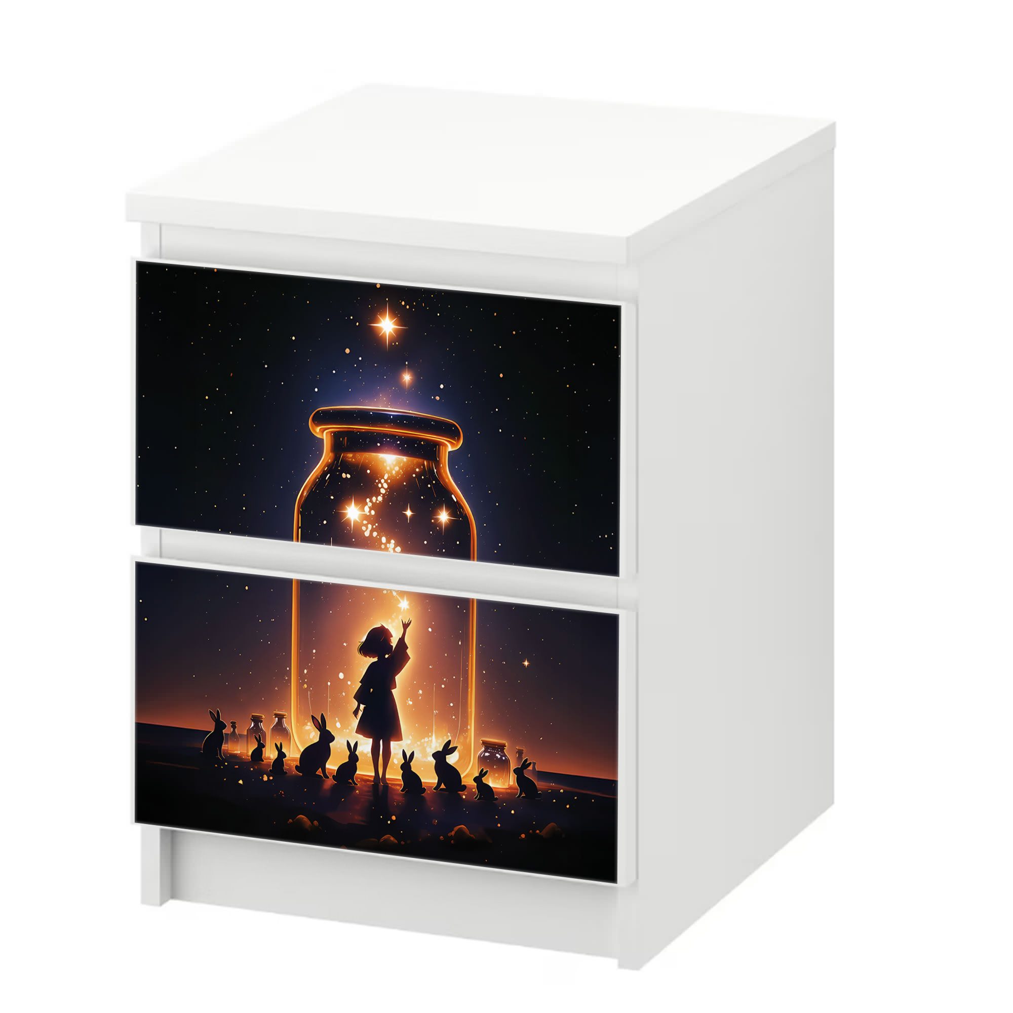 Sunnywall Möbelfolie passend f. IKEA Malm Kommode Schrankfolie Aufkleber Sternenfänger, (Sunnywall Möbelfolie), blasenfreie selbstklebende Folie (SCHRANK NICHT INKLUSIVE)