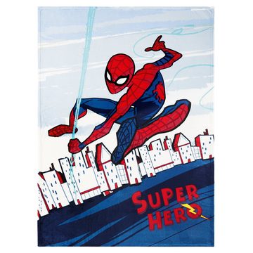 Kinderdecke Spider Man Super Hero 130 x 170 weich und kuschelig Coral Fleecedecke, BERONAGE