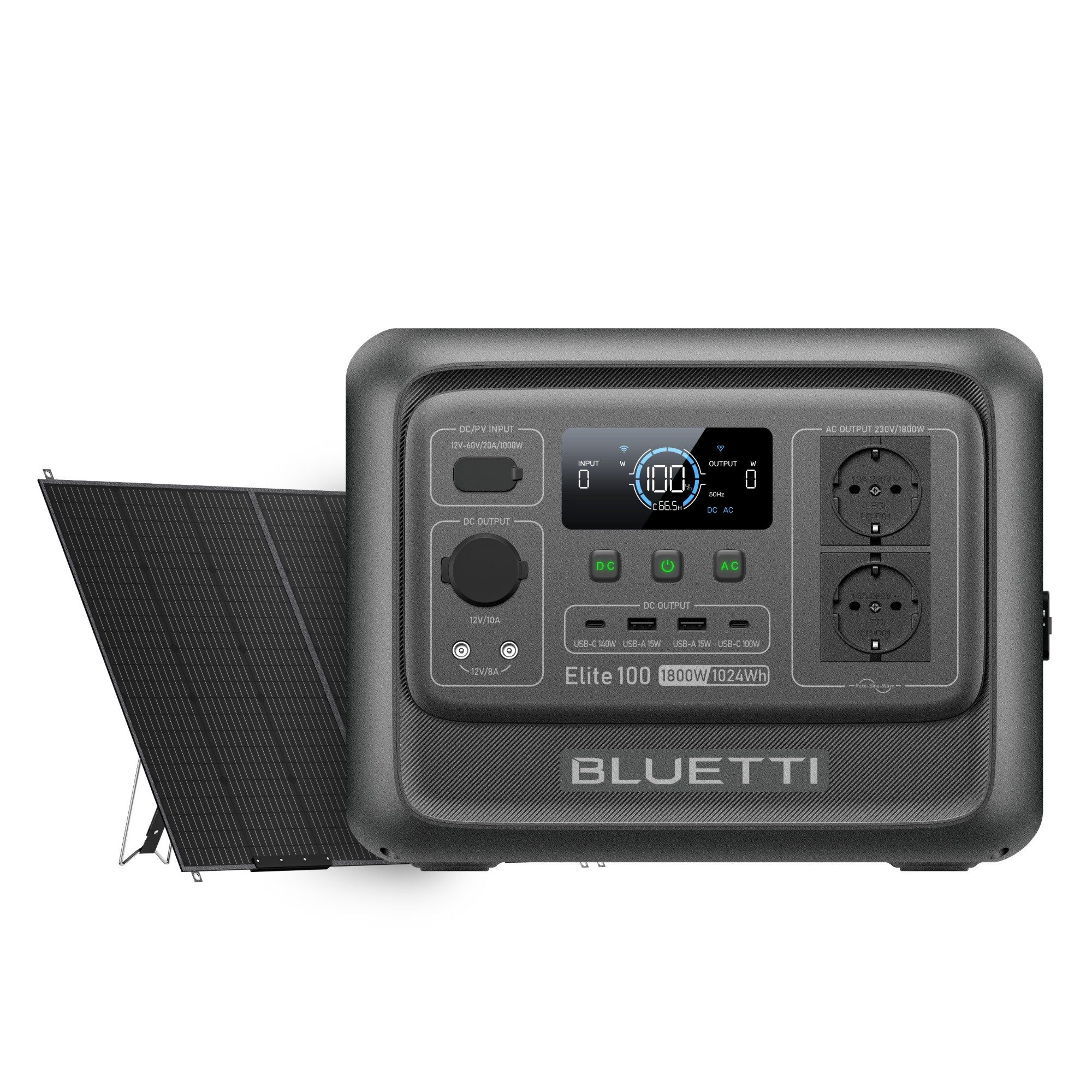 BLUETTI Stromerzeuger Elite 100 V2 1800W/ 1024Wh Tragbare PowerStation (2025 Neu), 1,8 in kW, (LFP Batterie Backup mit 2 1800W AC Ausgängen (3600W Surge), 35% Kompakter, Solar Generator für Camping, Stromausfälle und Off-grid