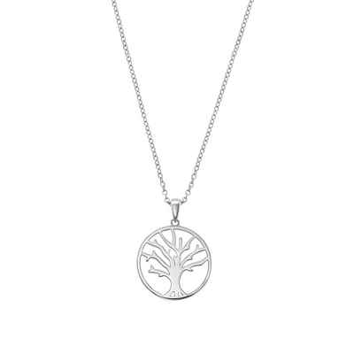 s.Oliver Silberkette für Damen, 925 Sterling Silber, Lebensbaum (1-tlg., Kette mit Anhänger)