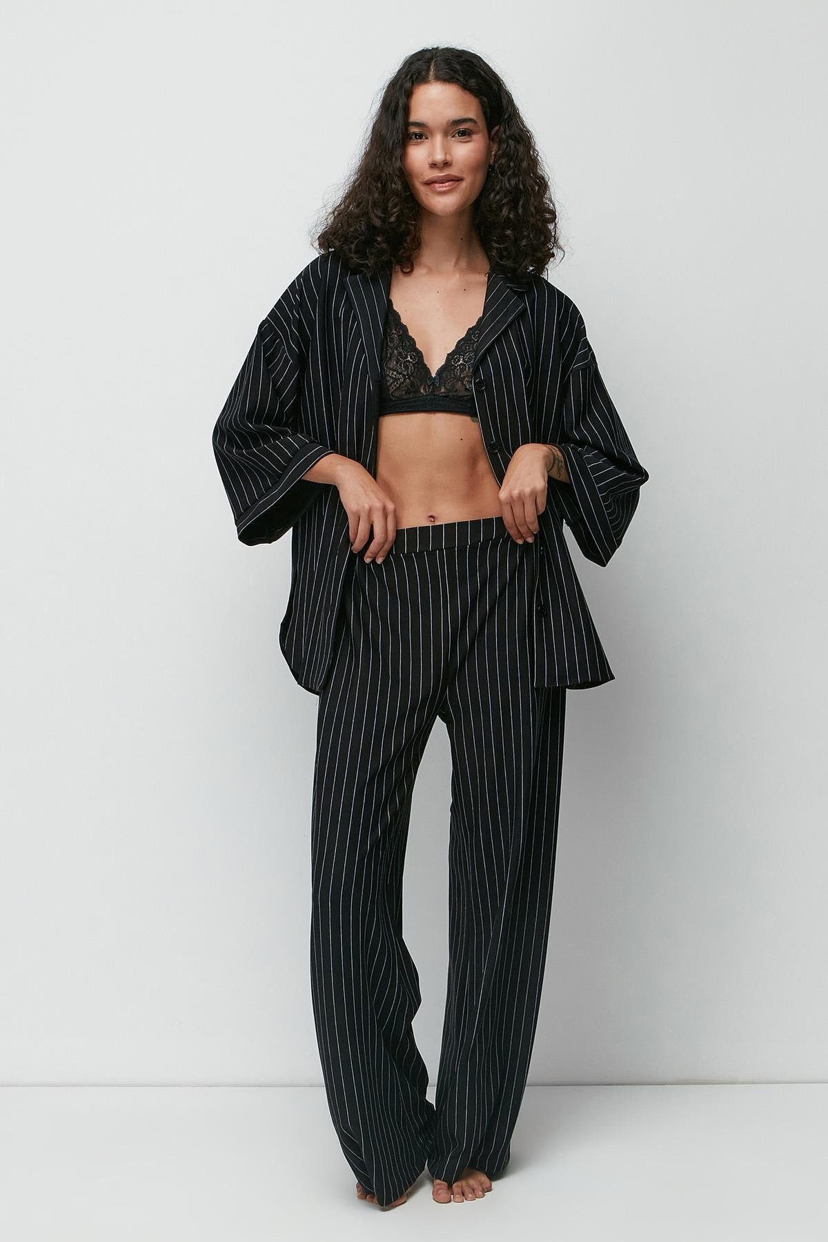 C&CITY Blusentop Langes Hemd Hosen Set günstig online kaufen