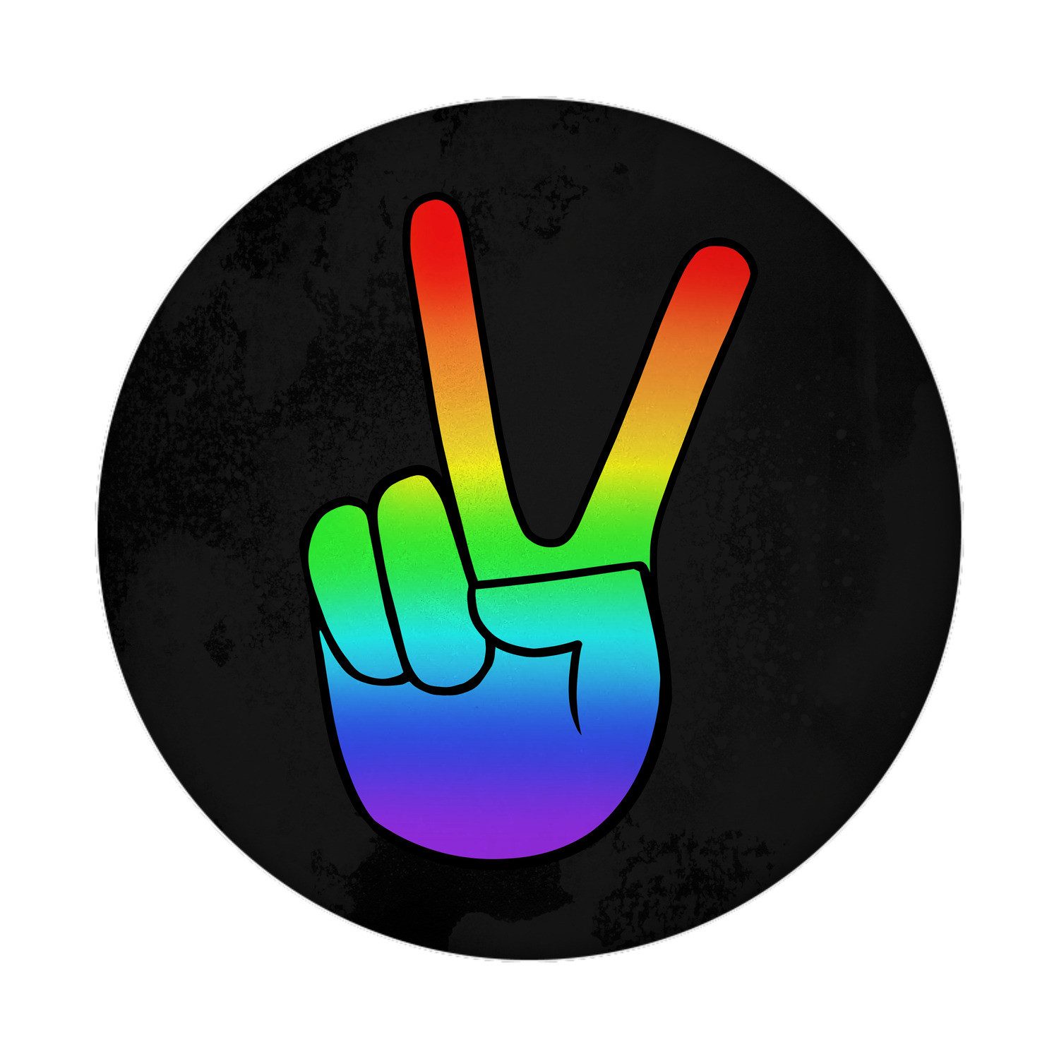 Magnet Peace-Hand in Regenbogenfarben Magnet rund