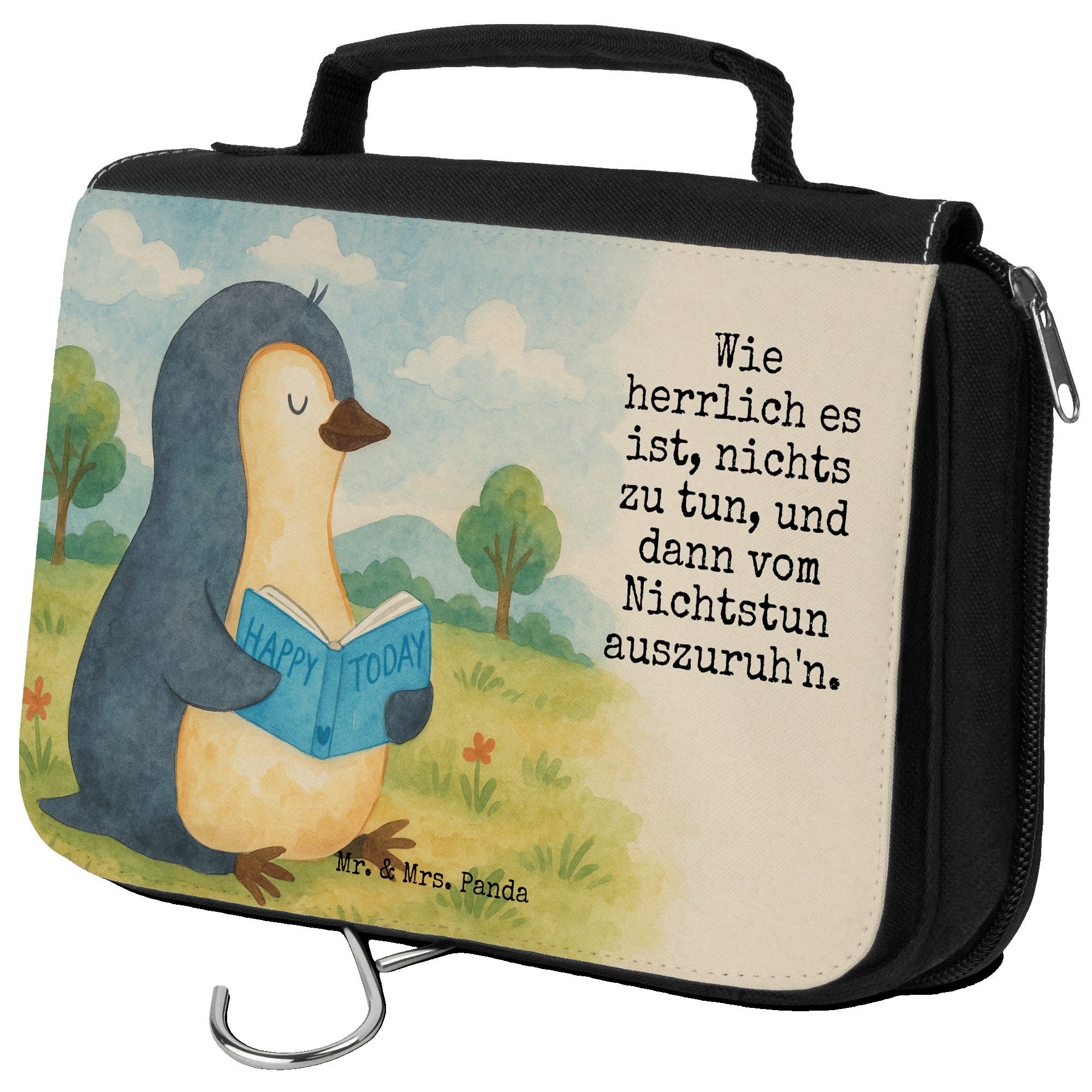 Kulturbeutel Pinguin Buch Design, Kosmetiktasche, Weiß, kulturtäschchen, Kulturbeu