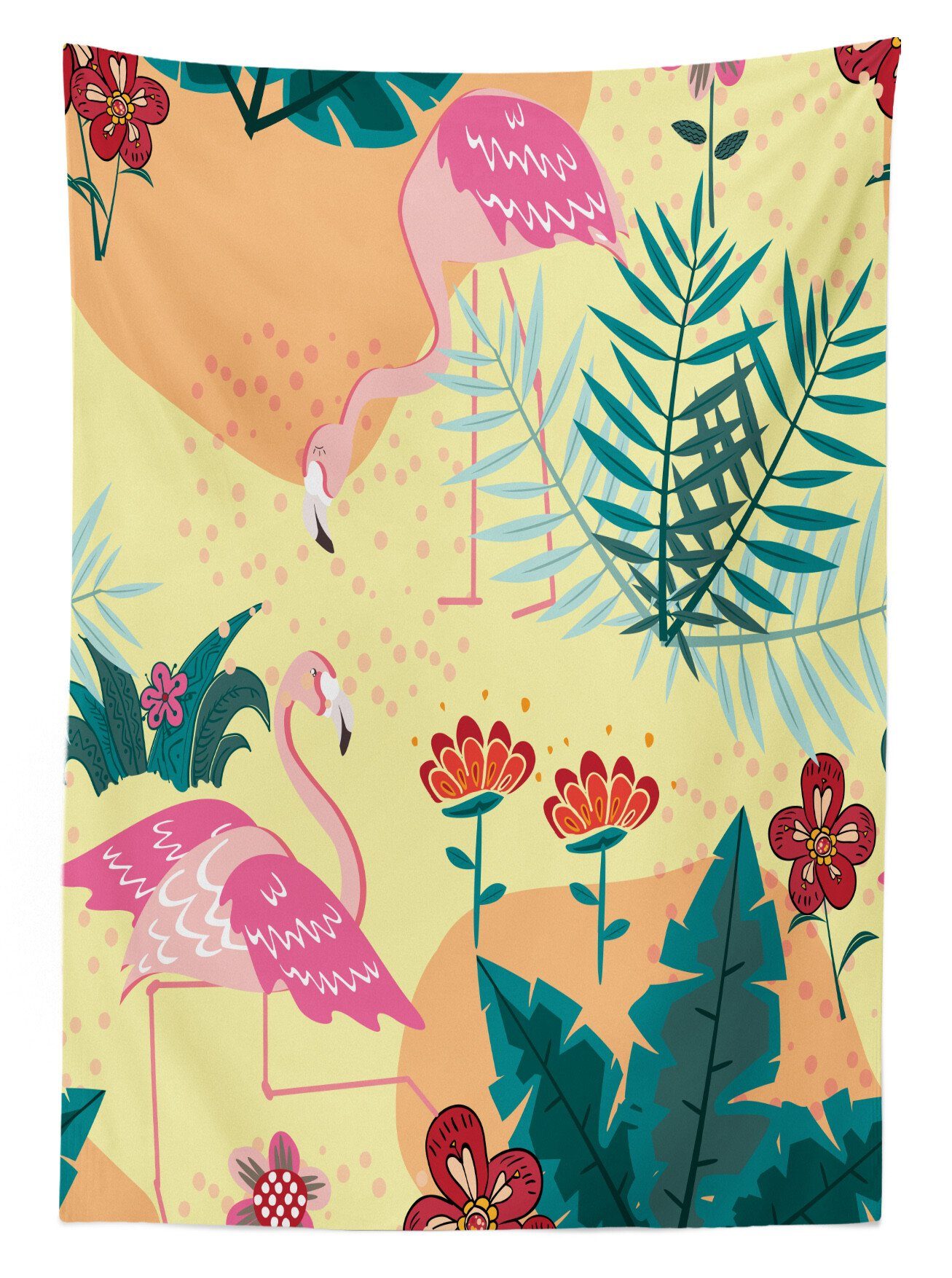 Waschbar Abstrakte Flamingo den Farbfest Abakuhaus Tropical Bereich Doodle geeignet Farben, Tischdecke Außen Für Klare