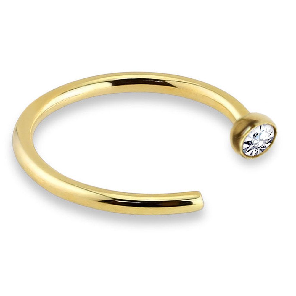 viva-adorno Nasenpiercing 0,8mm Nasenring mit Zirkonia Stein Piercing Hoop Ring, Chirurgenstahl 316L Kristall