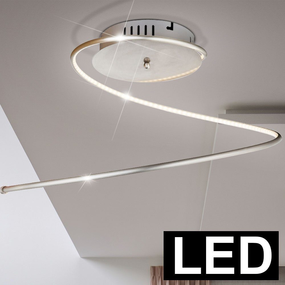 etc-shop LED Deckenleuchte, LED-Leuchtmittel fest verbaut, Warmweiß, Deckenleuchte Deckenlampe Spirale Chrom Design LED 16 Watt