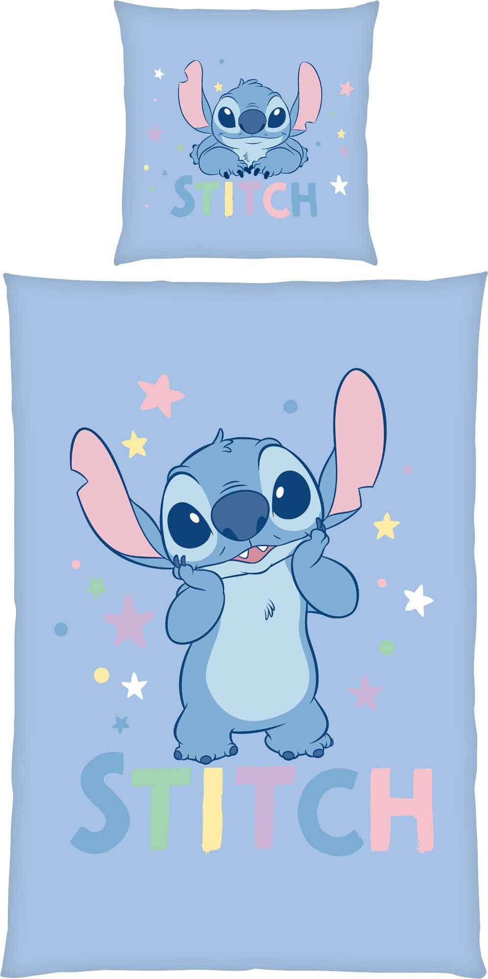 Herding Kinderbettwäsche Wendebettwäsche "Stitch", Renforcé, Renforcé Motiv: Stitch/Schriftzug: Stitch/Tiermotive