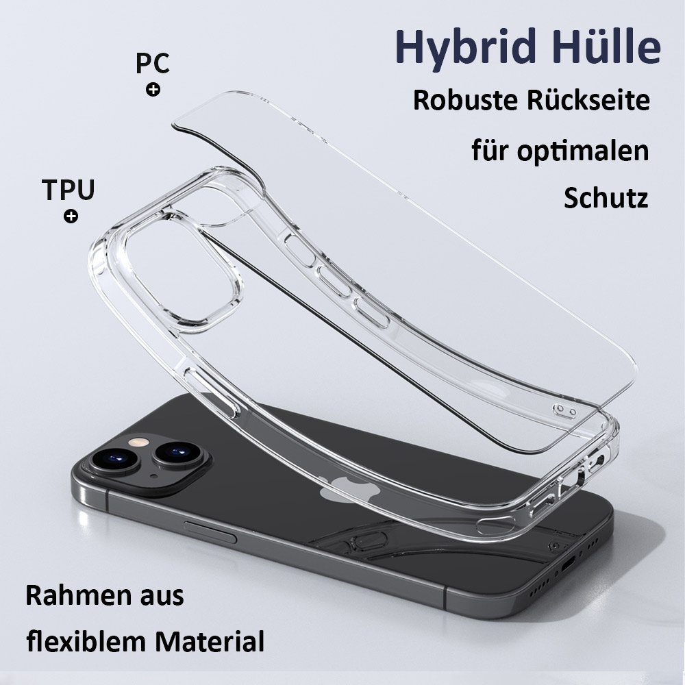 FITSU Handyhülle Ultraklare Hülle für iPhone 13 Mini Transparent, Ultraklare Handyhülle transparentes Slim Case mit Eckenschutz