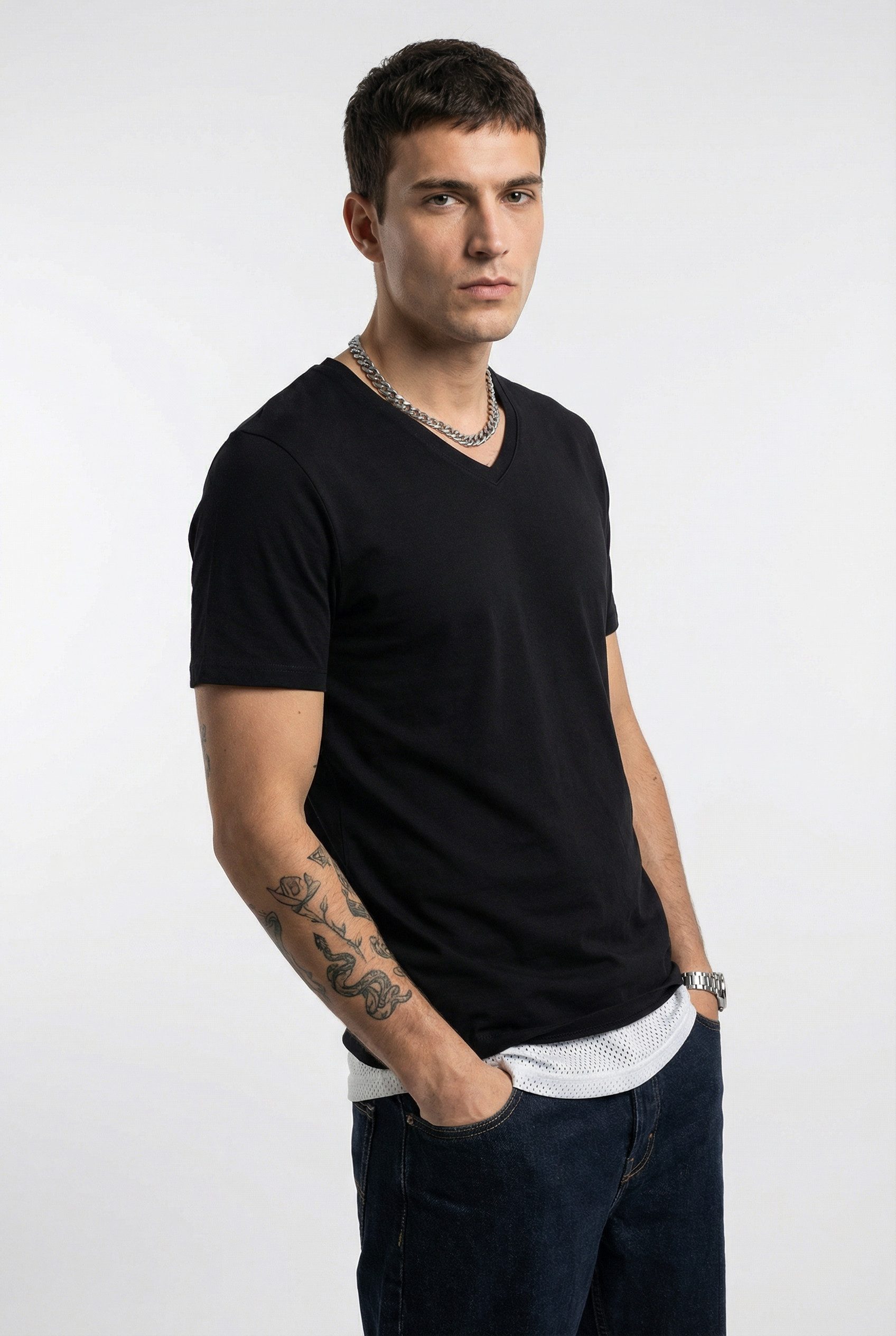 Jack & Jones V-Shirt JJEORGANIC BASIC TEE SS V-NECK 3PK MP (Packung, 3-tlg)