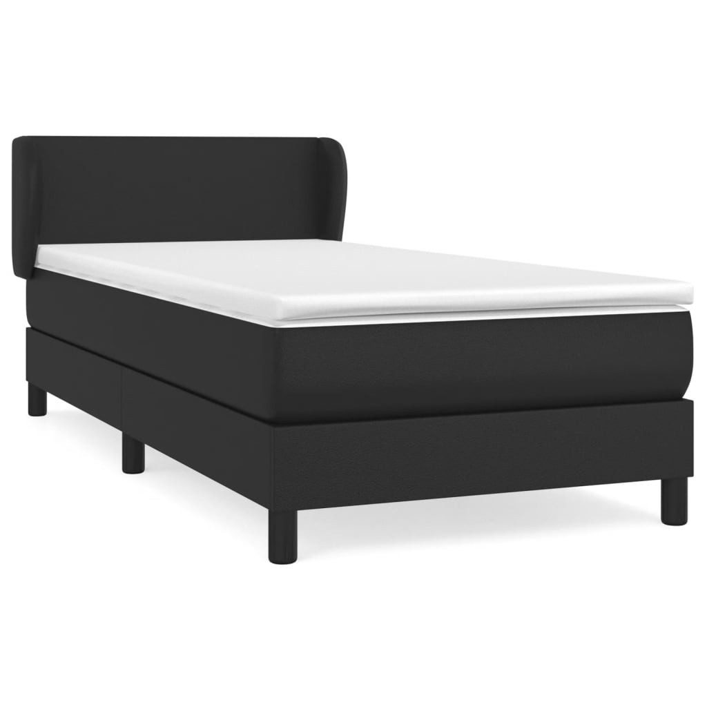 Vidaxl Boxspringbett Mit Matratze Schwarz 80x200 Cm Kunstleder günstig online kaufen