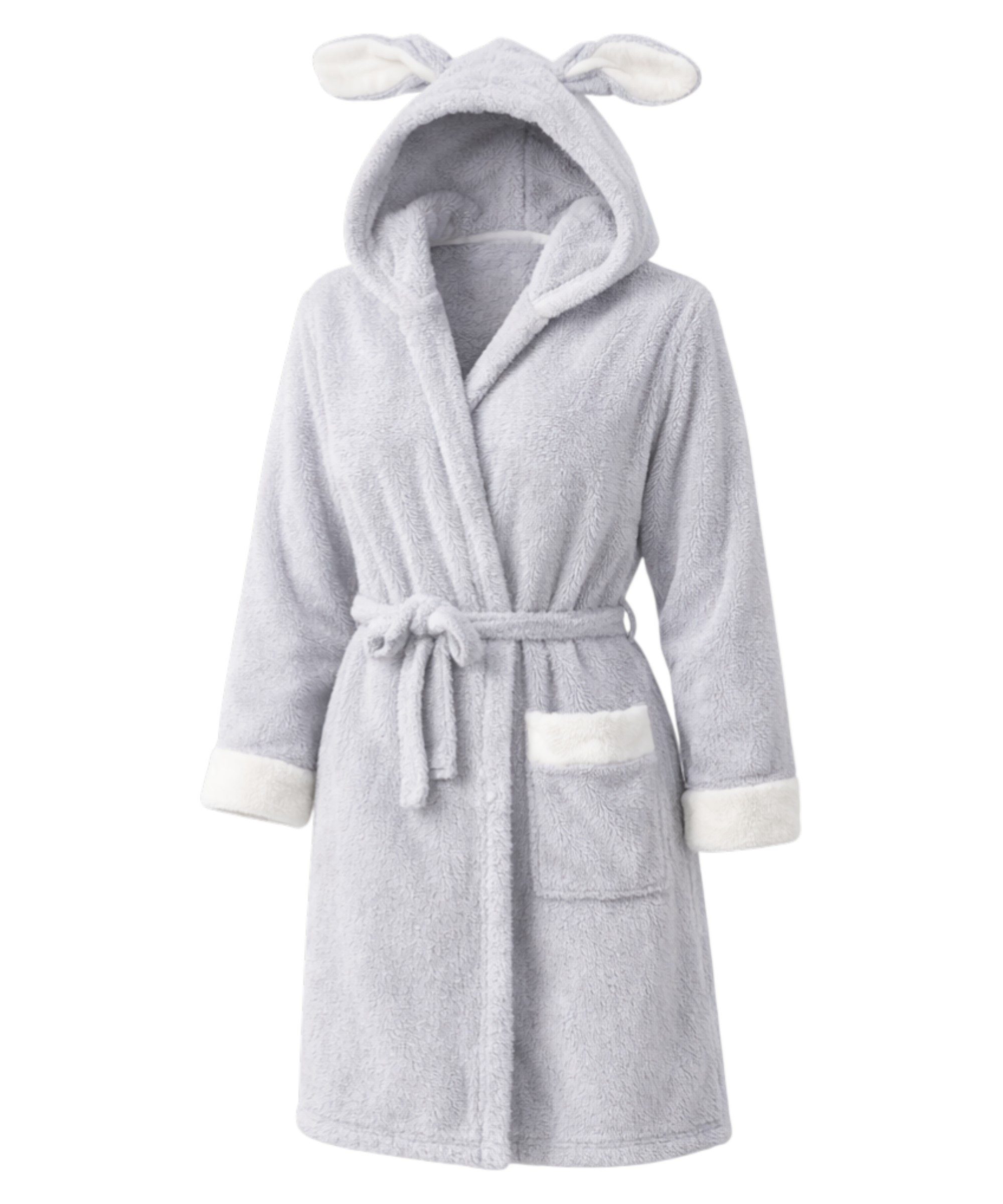 fashionshowcase Bademantel Damen mit Kapuze Flauschig Weich,Wellsoft-Fleece,Verschiedene Designs, Weiches Wellsoft-Fleece