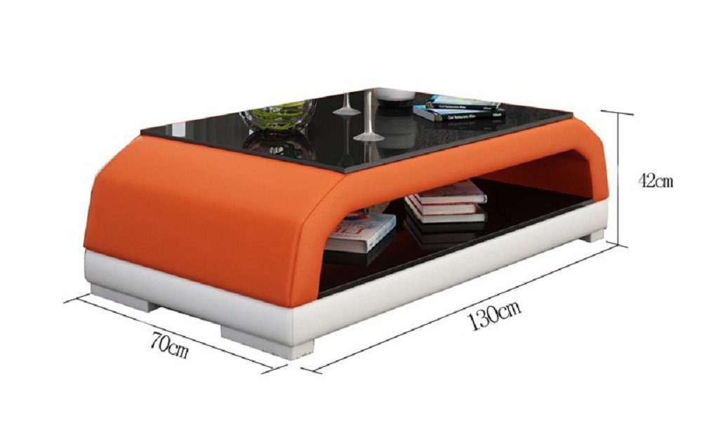 Tische Leder JVmoebel Beistell Couchtisch Couchtisch Tisch Orange/Weiß Sofa Glastisch Couch Design