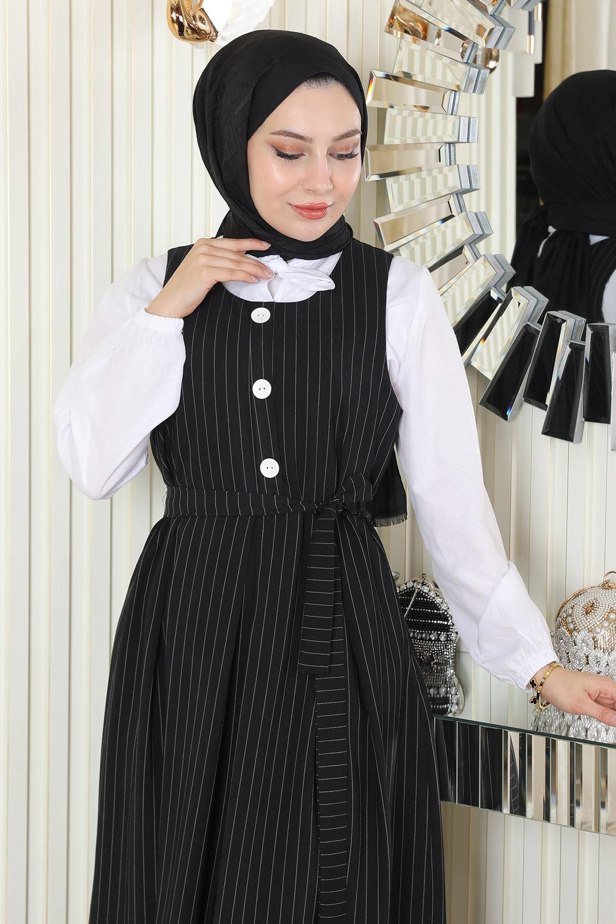 MODAMİHRAM Tunika Gefalteter Gürtelrockanzug Tabby 19221 günstig online kaufen