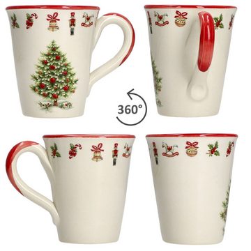 MamboCat Becher 4x Maestro Natale Kaffeebecher 340ml Tassen Glühwein Tee, Keramik