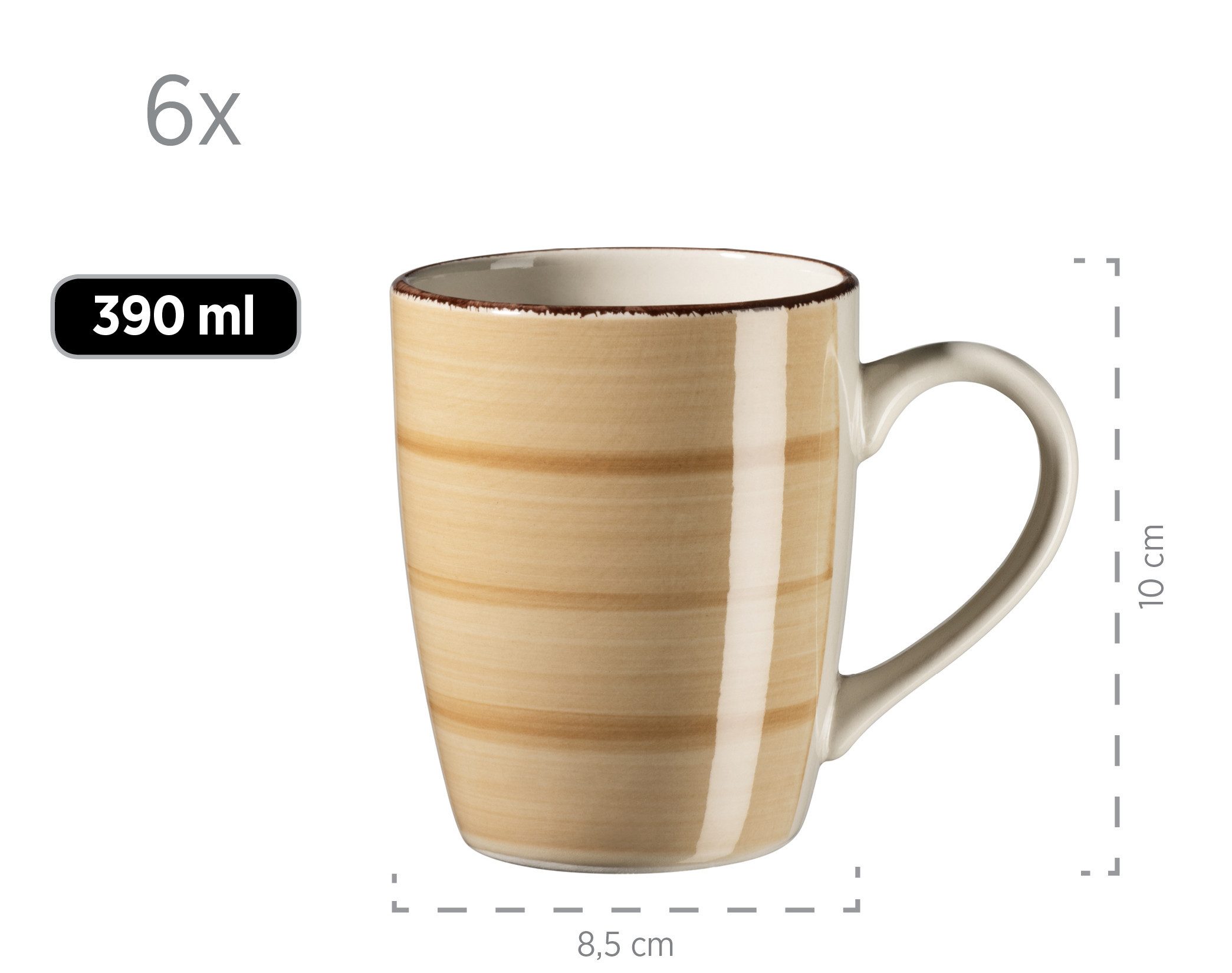 MÄSER Becher LUMACA, 6-tlg., Steinzeug