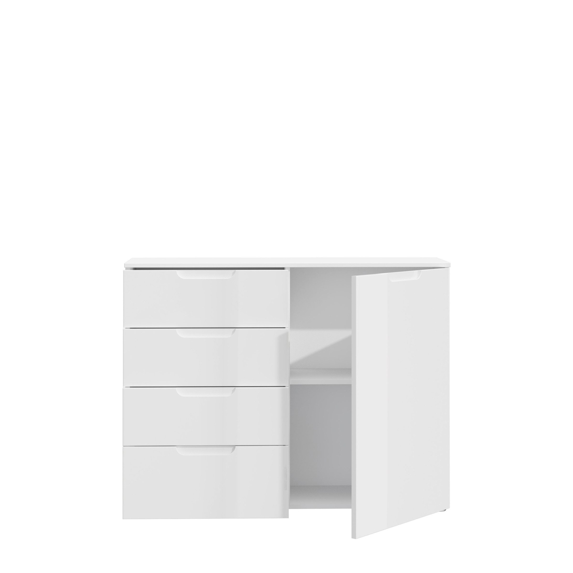 freiraum Kommode SIENNA, in weiß glanz Dekorfolie - 110,1x84,9x34,4cm (BxHxT)